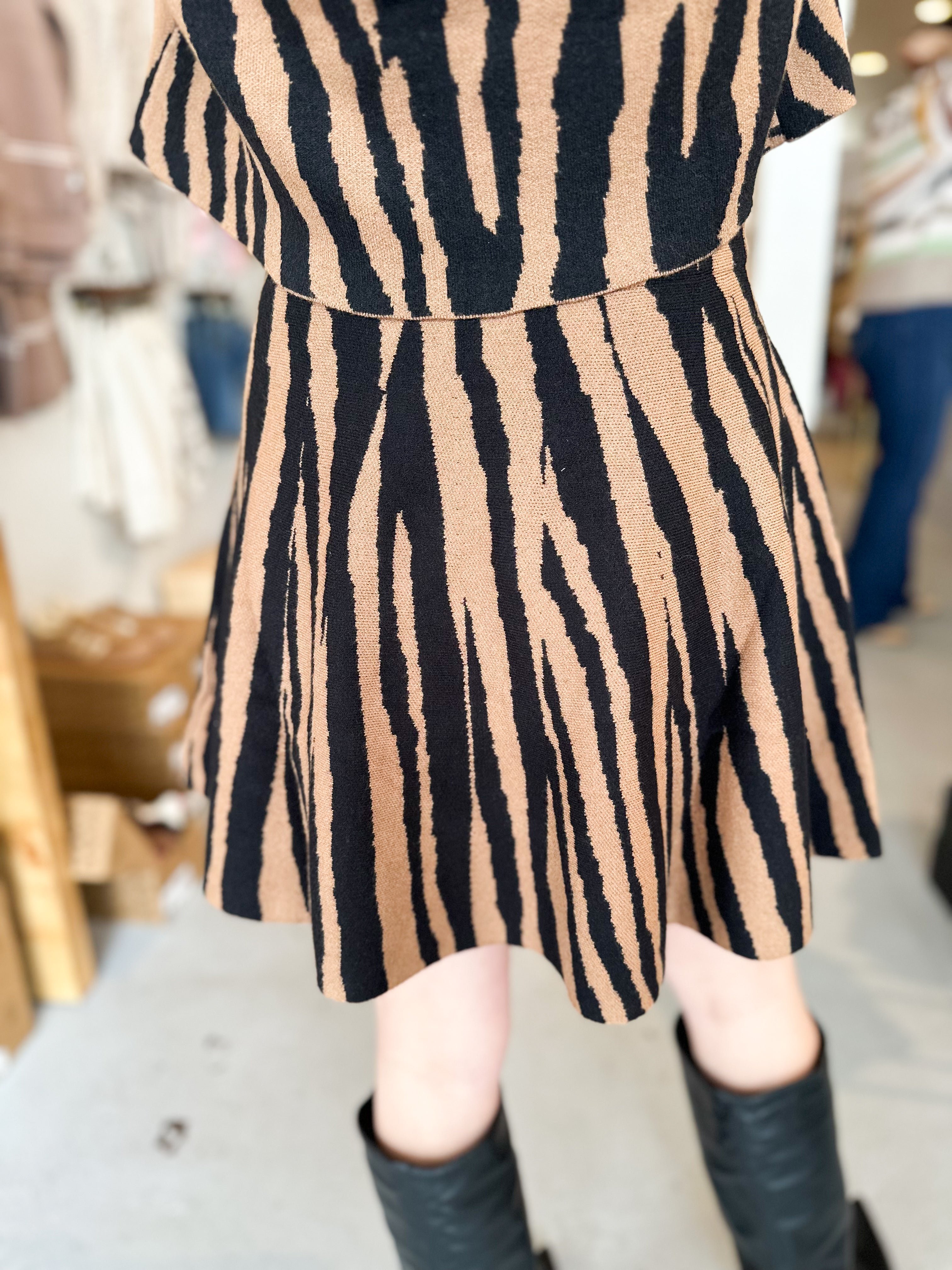 Tiger Print Knit Mini Skirt