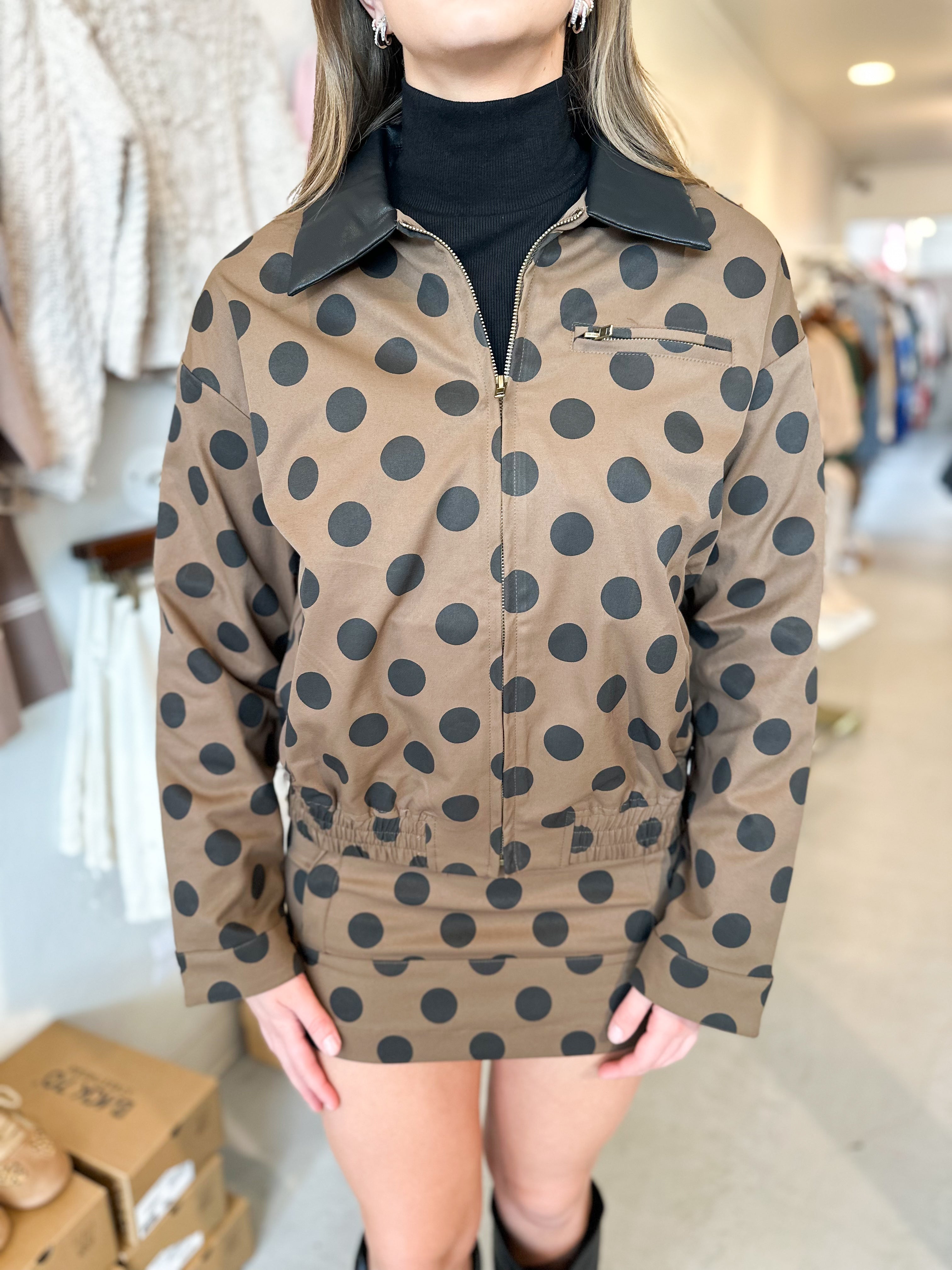 Polka Dot Twill Contrast Jacket