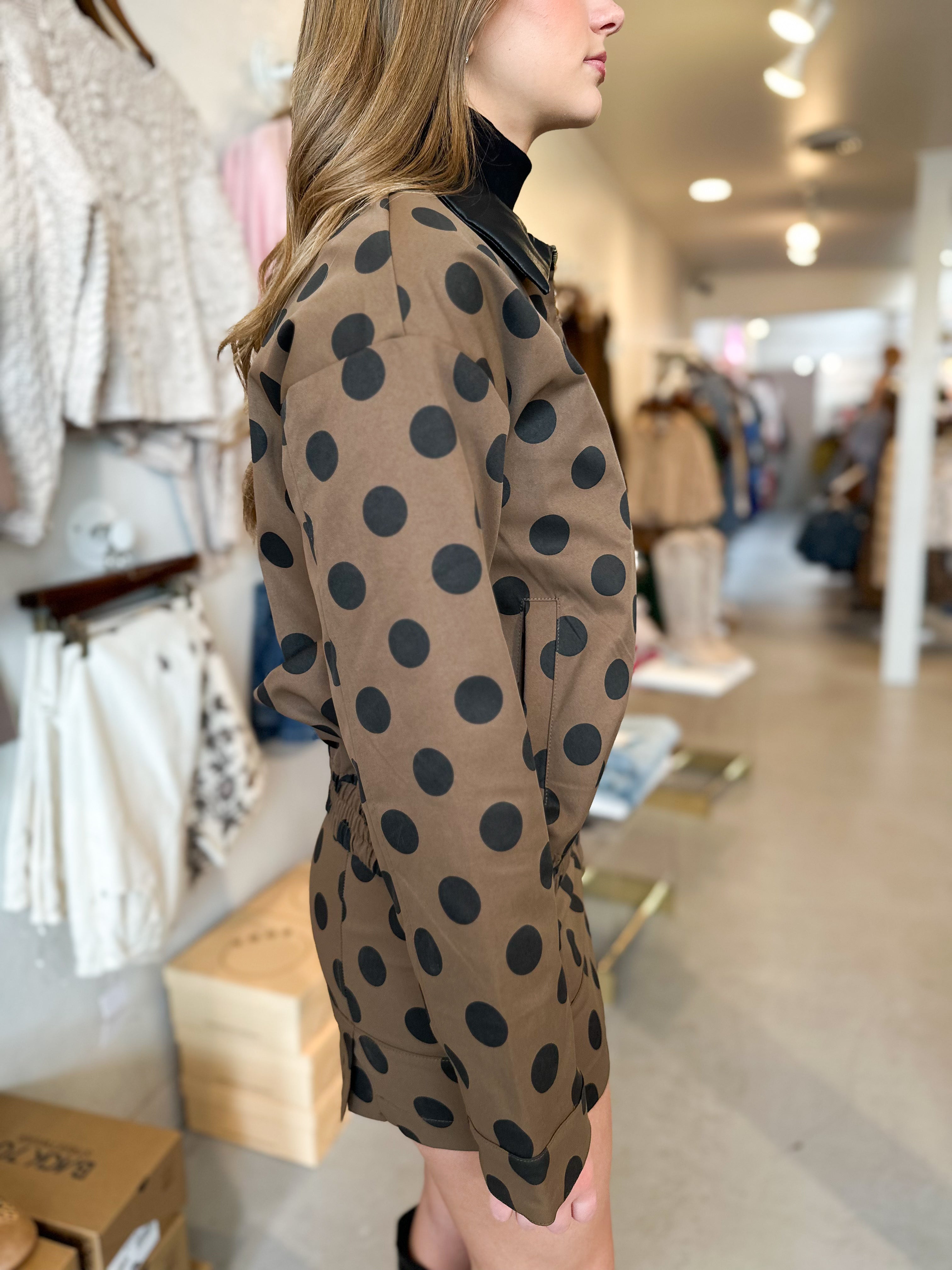 Polka Dot Twill Contrast Jacket