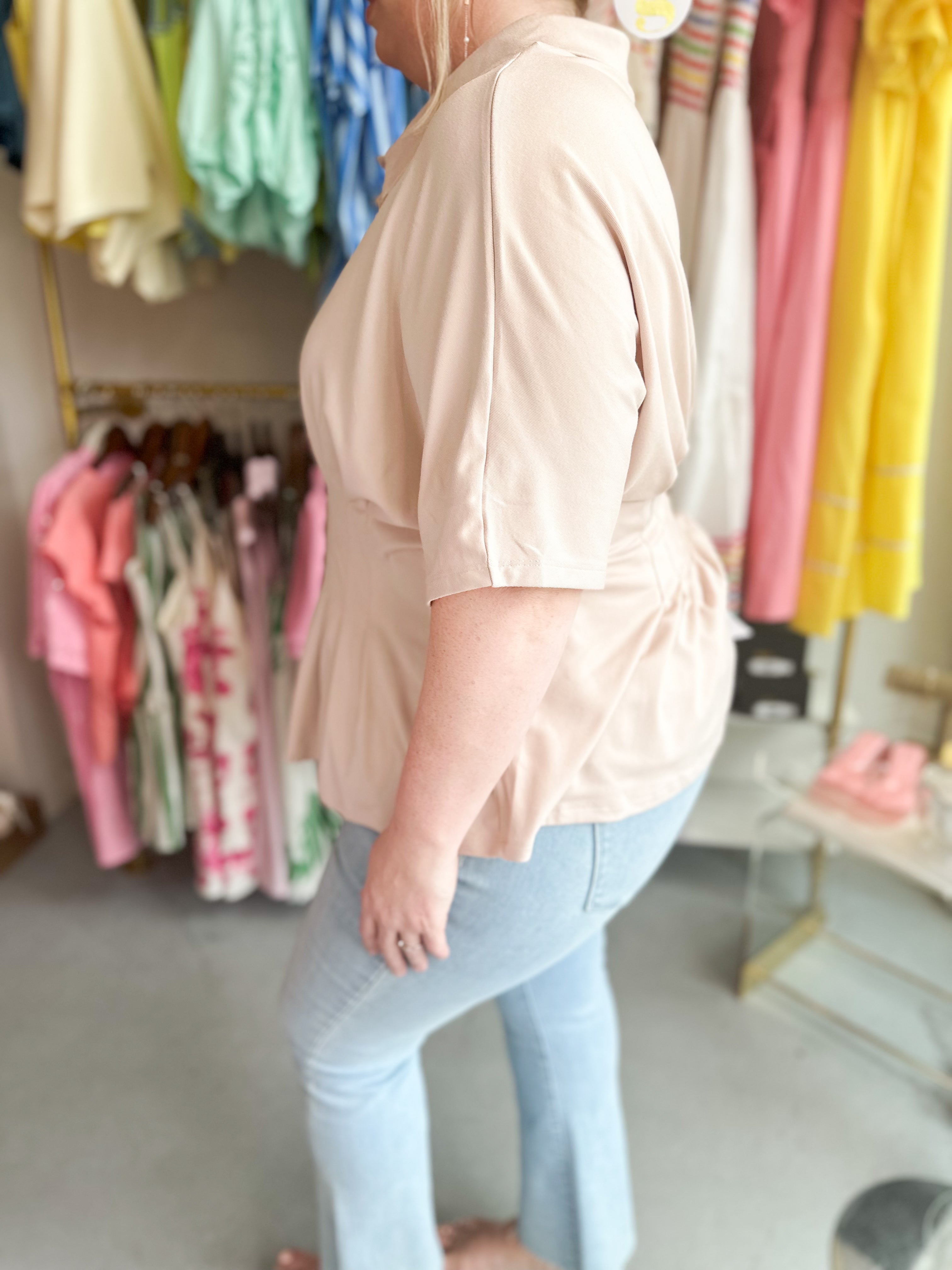 Plus Size Sandstone Peplum Top