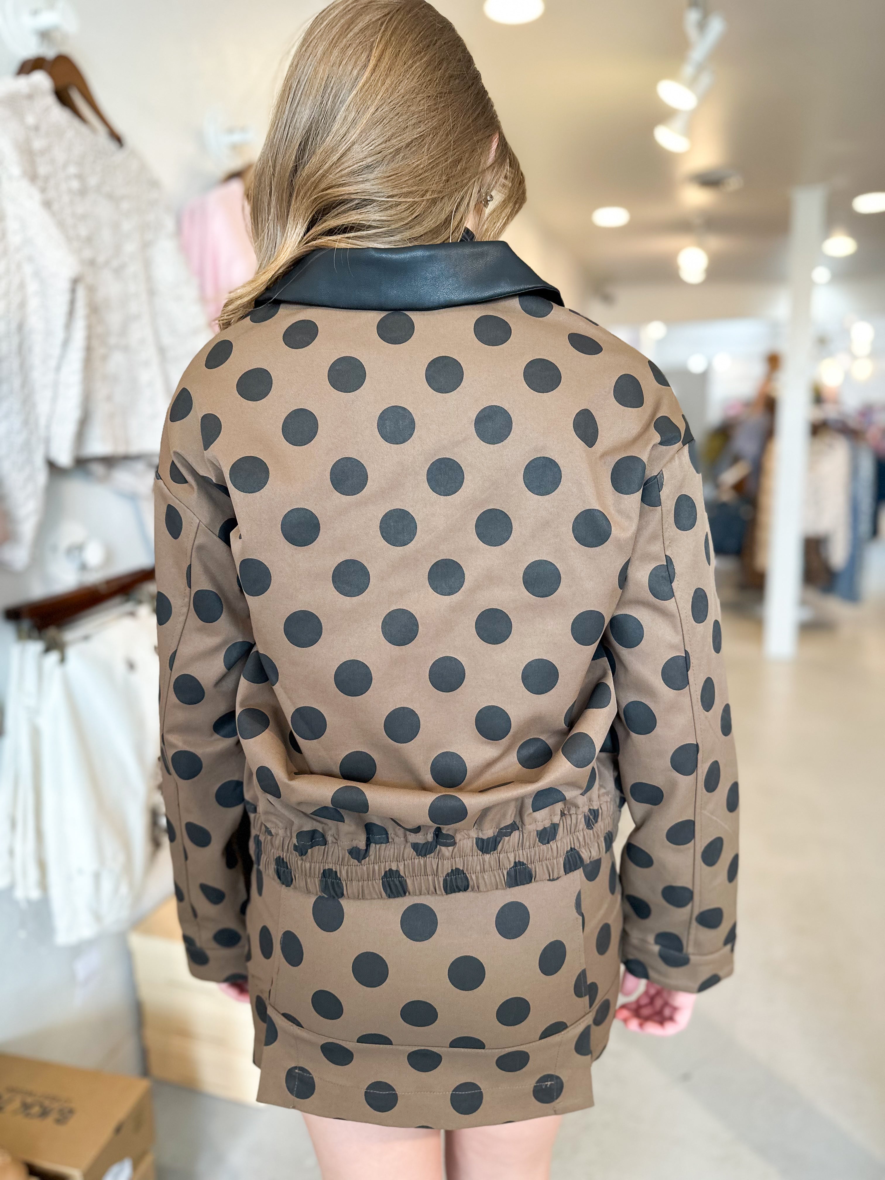 Polka Dot Twill Contrast Jacket