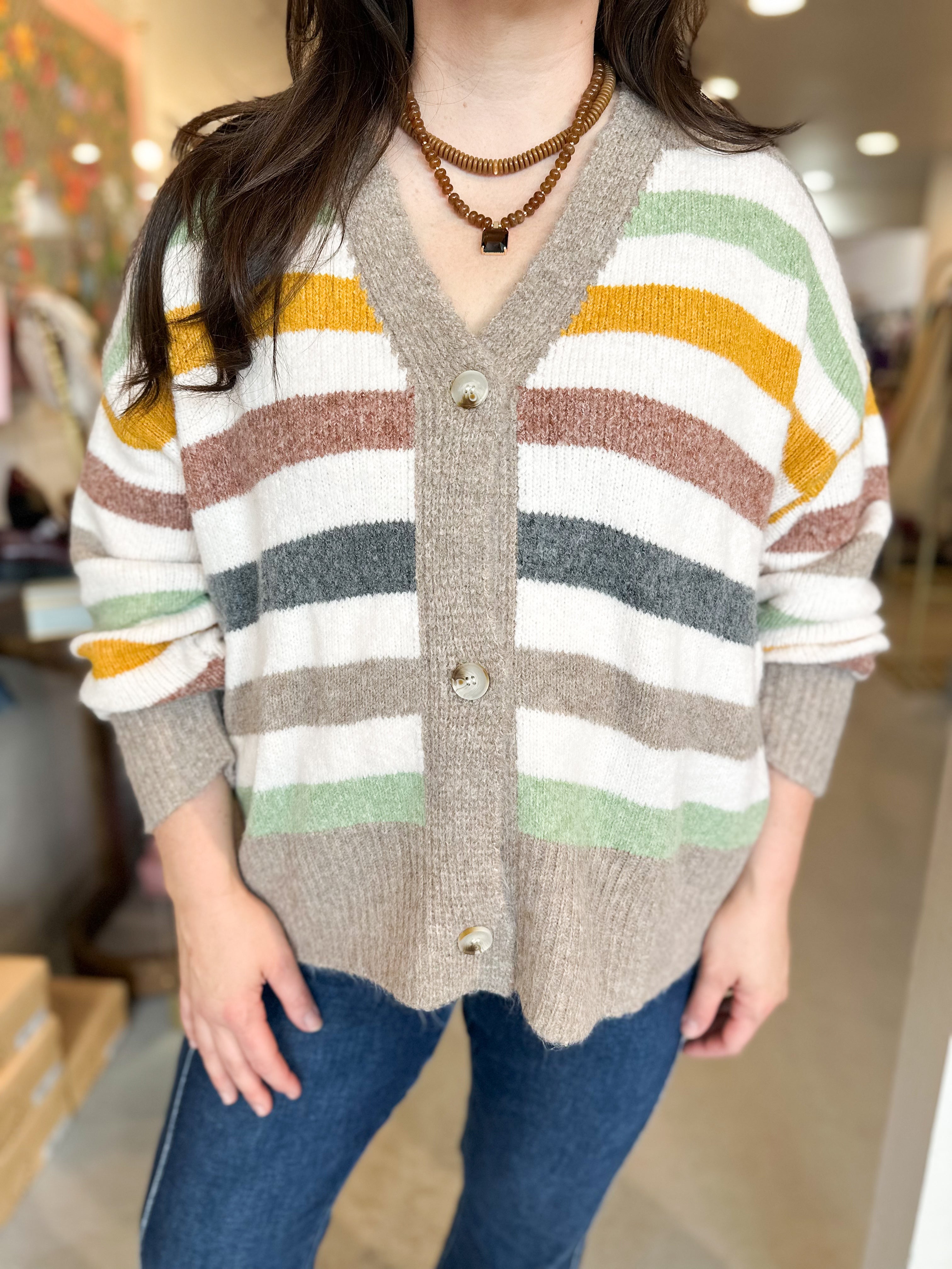 Plus Size Knit Button Up V-Neck Cardigan