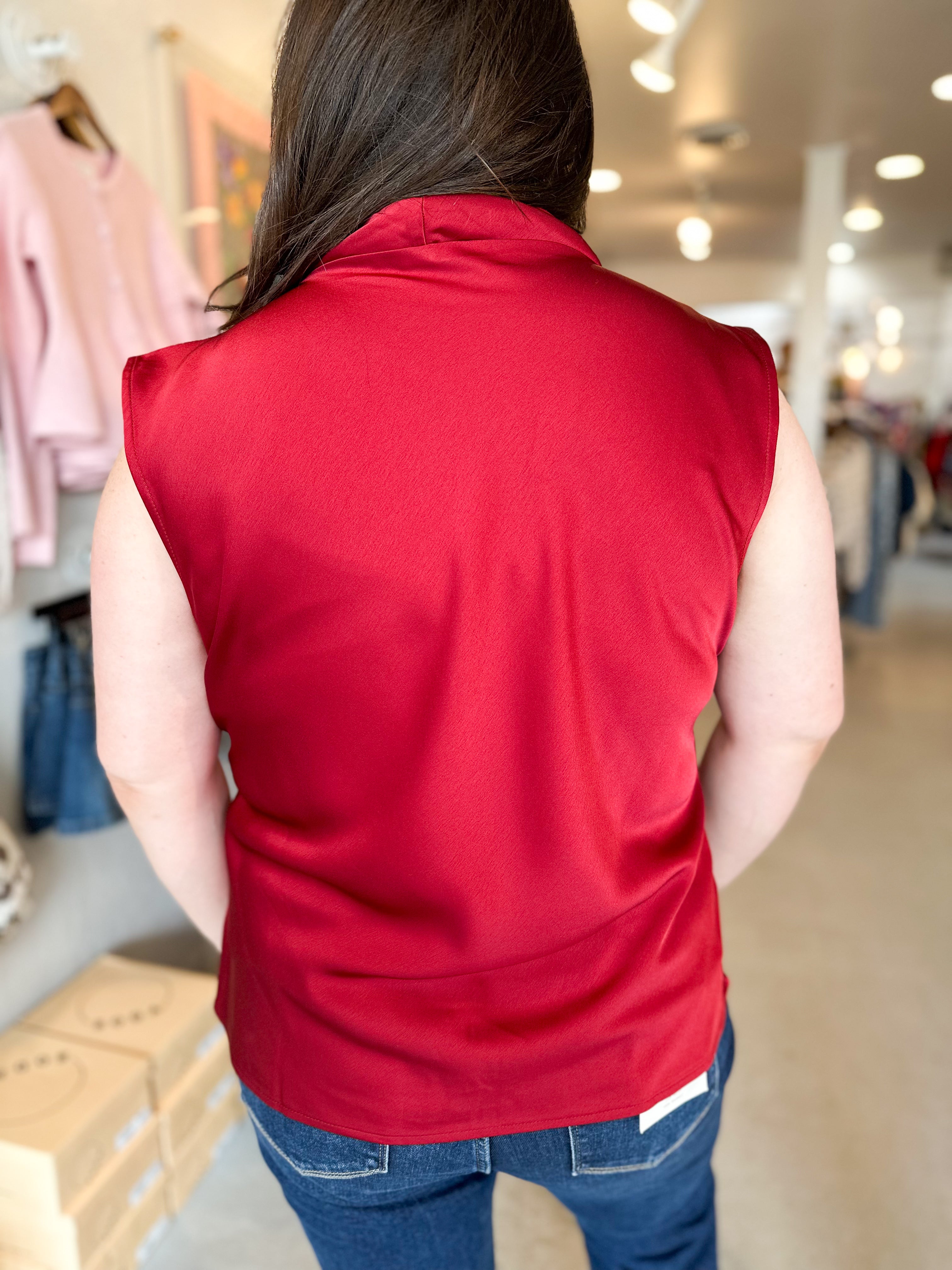 Plus Size Sleeveless Satin Top