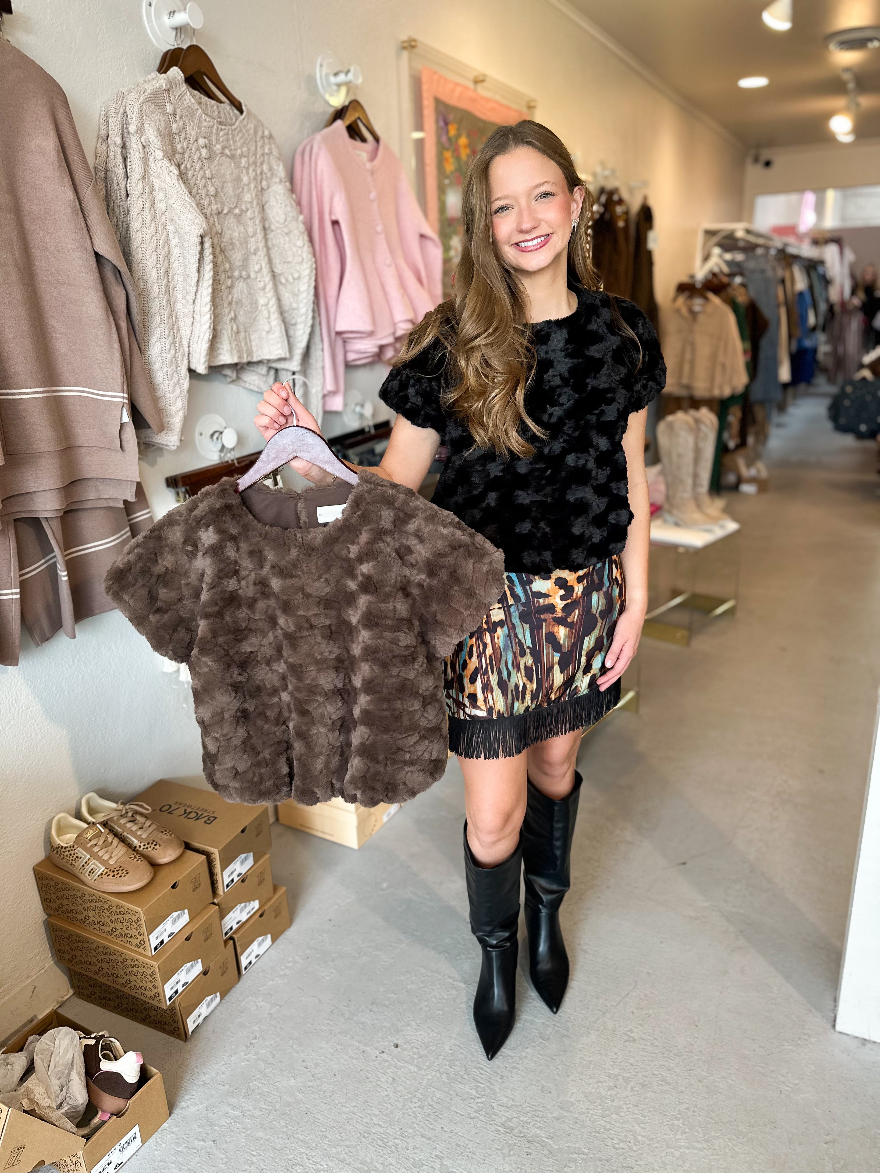 Plush Faux Fur Top