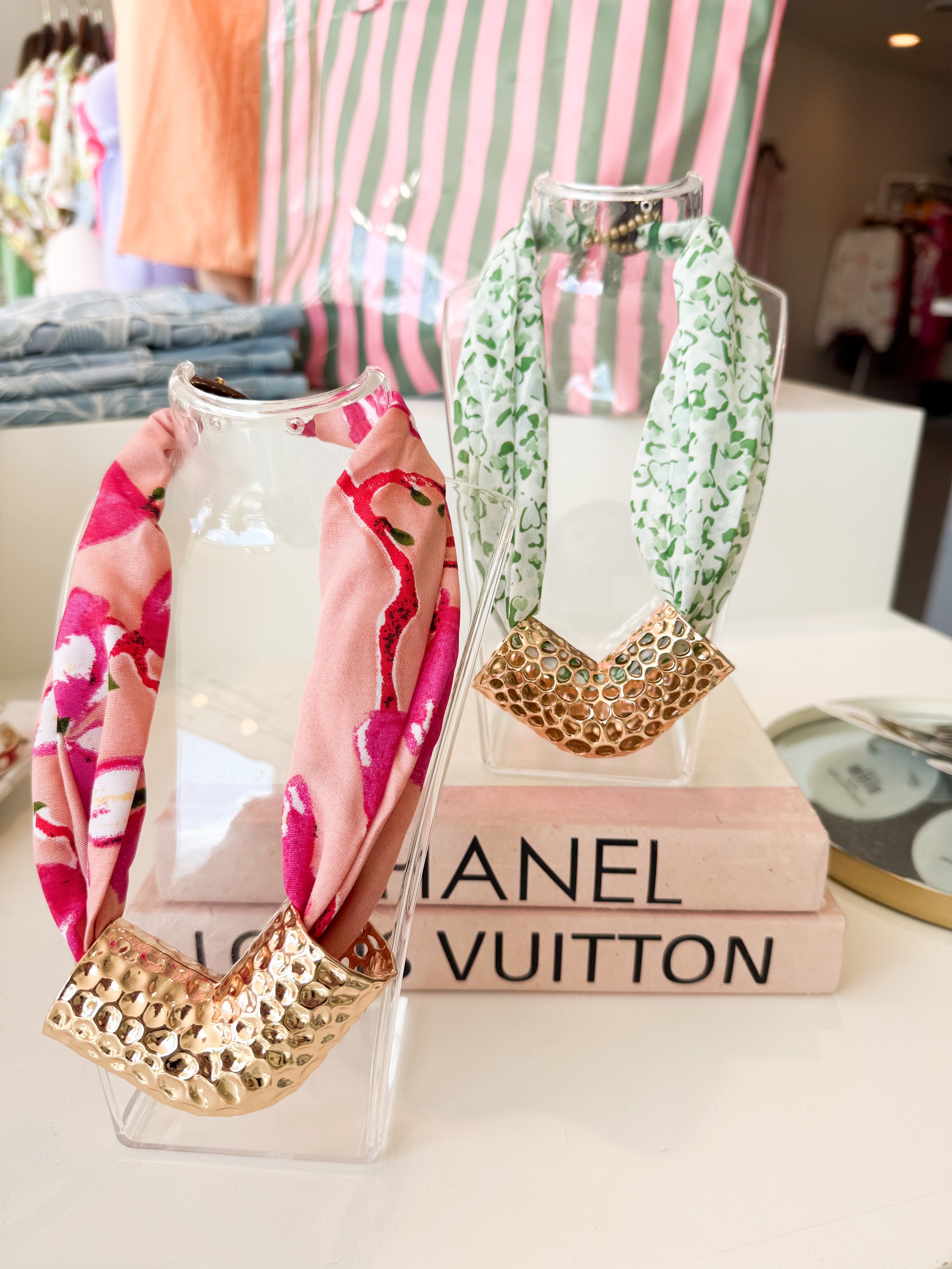 Hammered Metal Scarf Necklace