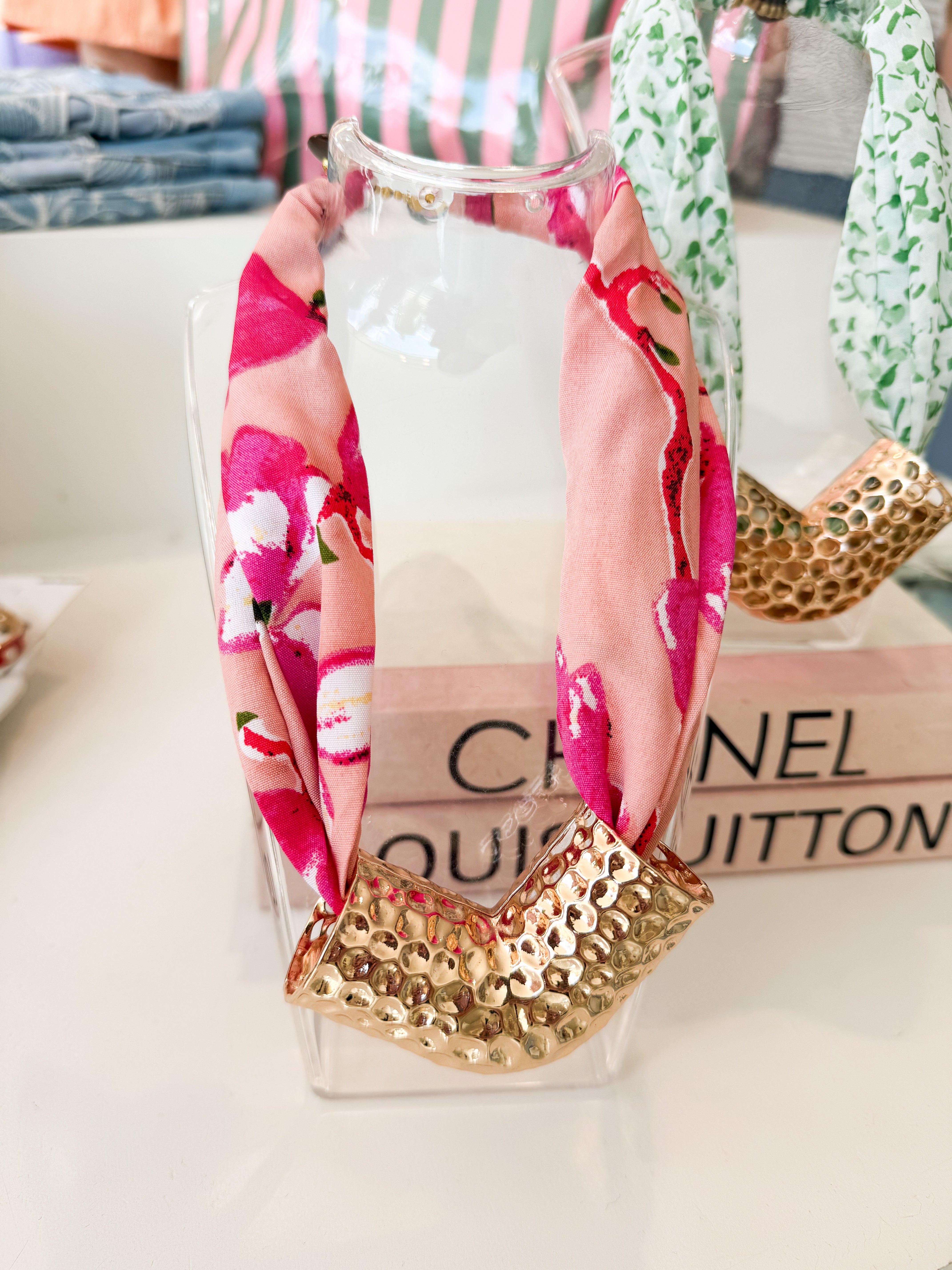 Hammered Metal Scarf Necklace