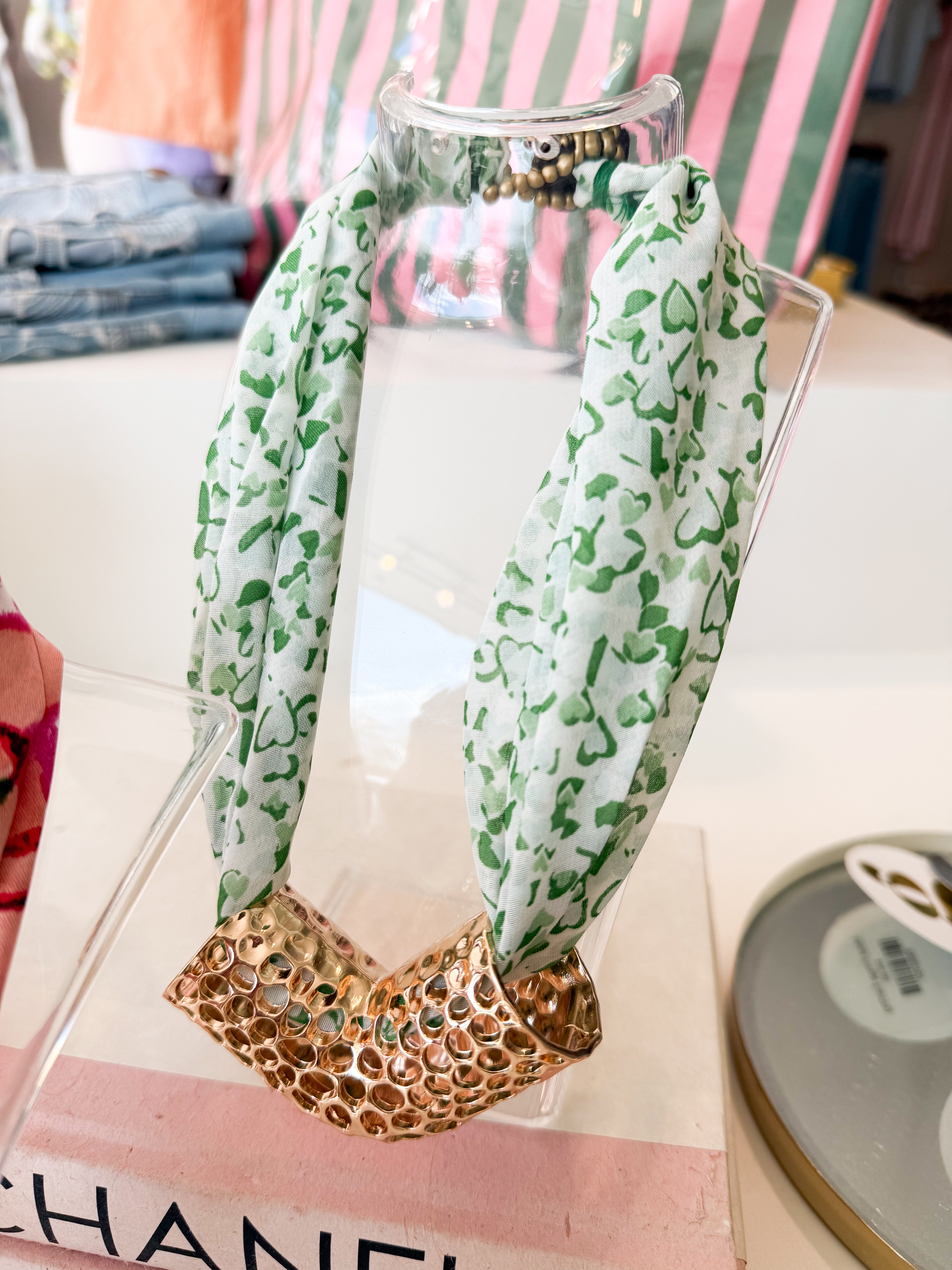 Hammered Metal Scarf Necklace