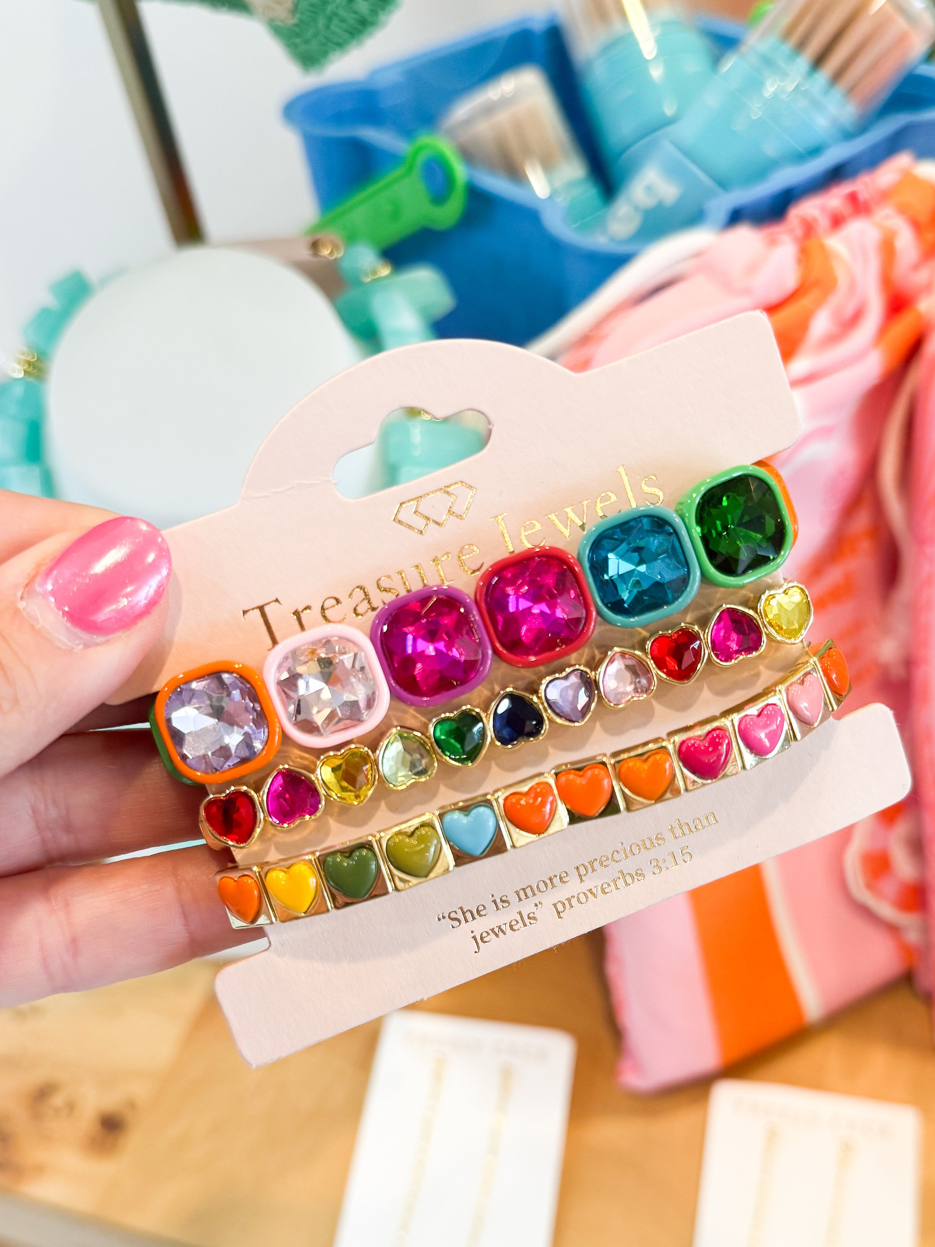 Treasure Jewels Rainbow Hearts Stack Bracelet Set