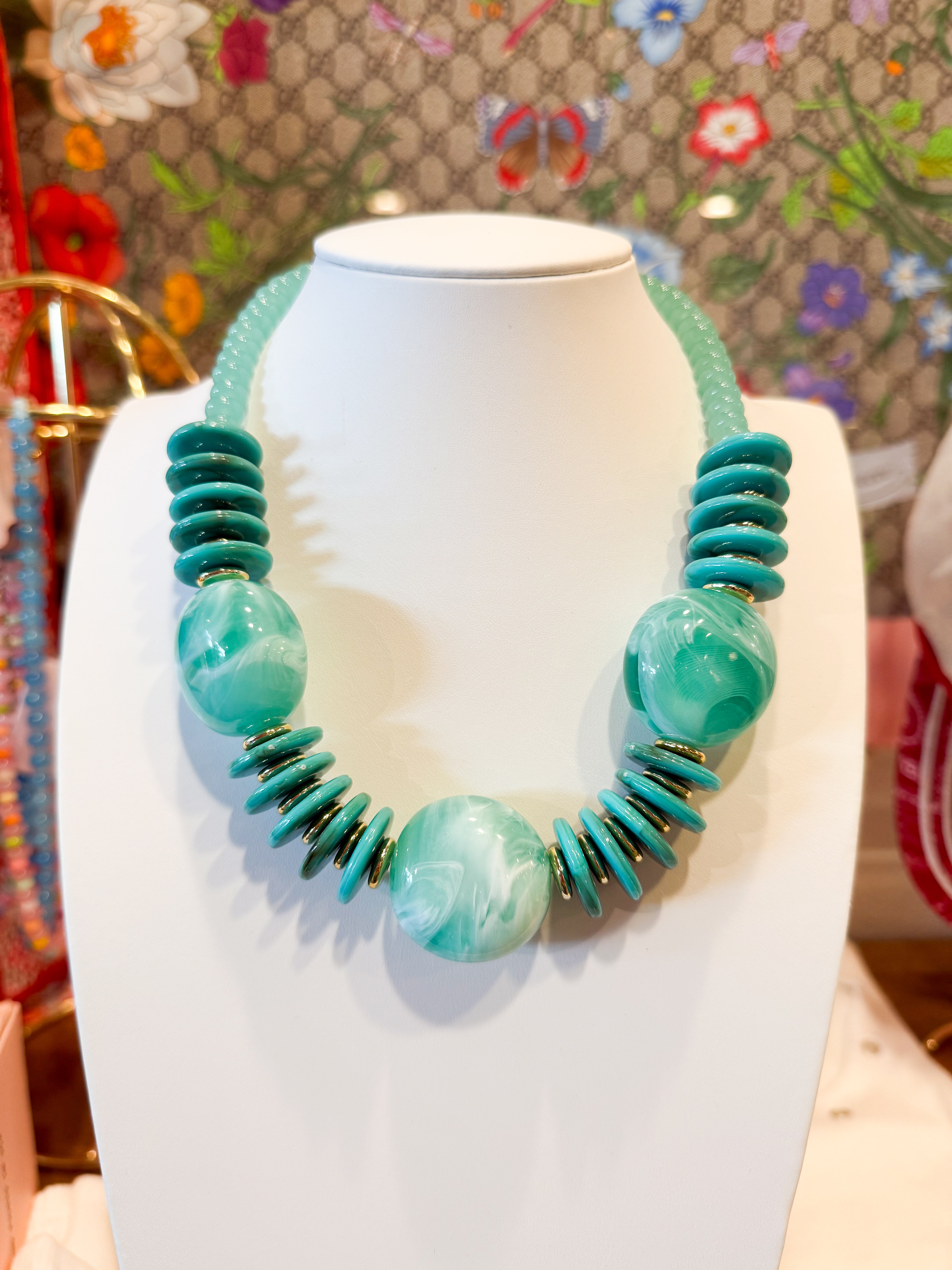 Treasure Jewels Round Top Turquoise Necklace