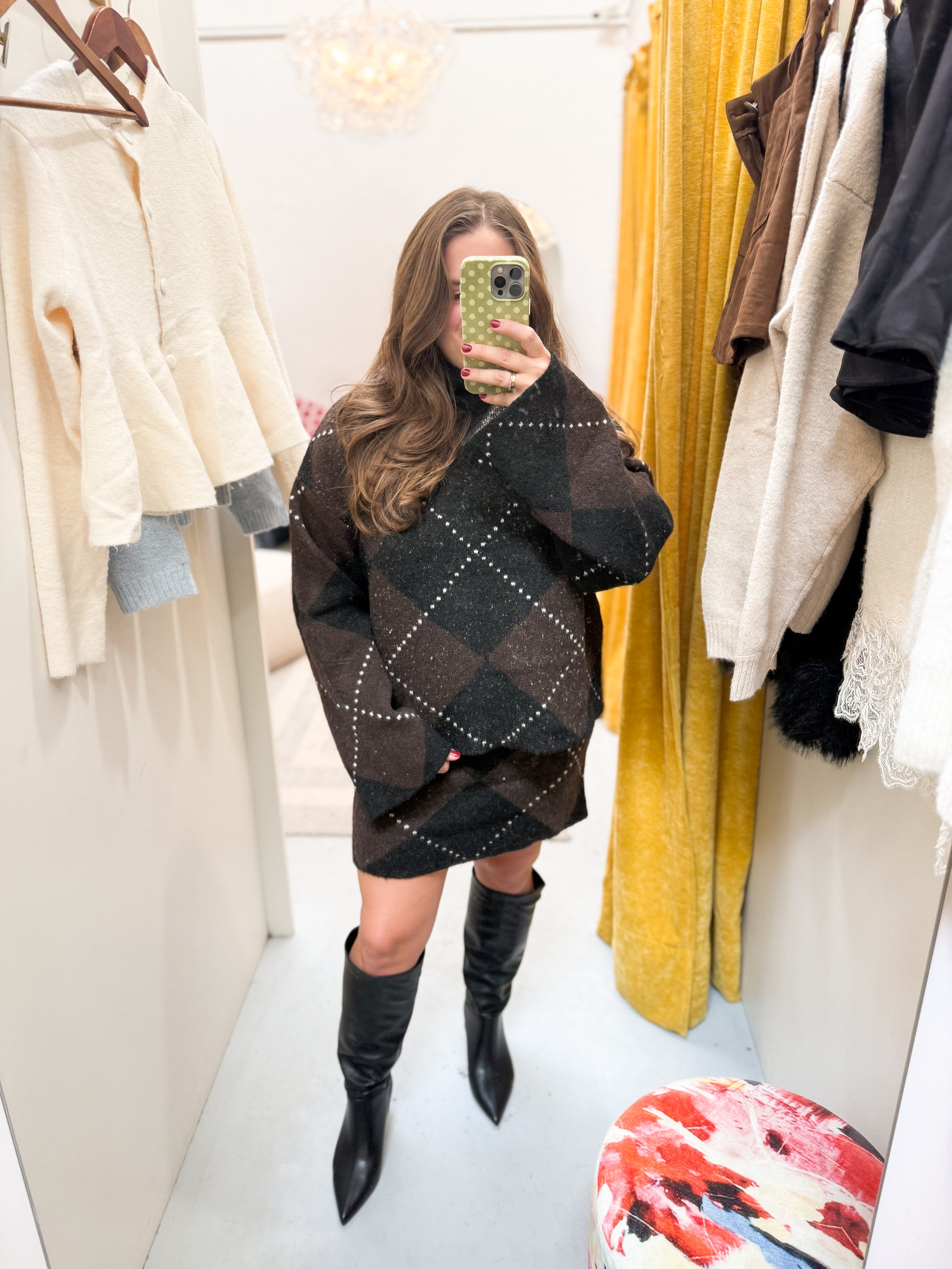 Argyle Knit Mini Skirt