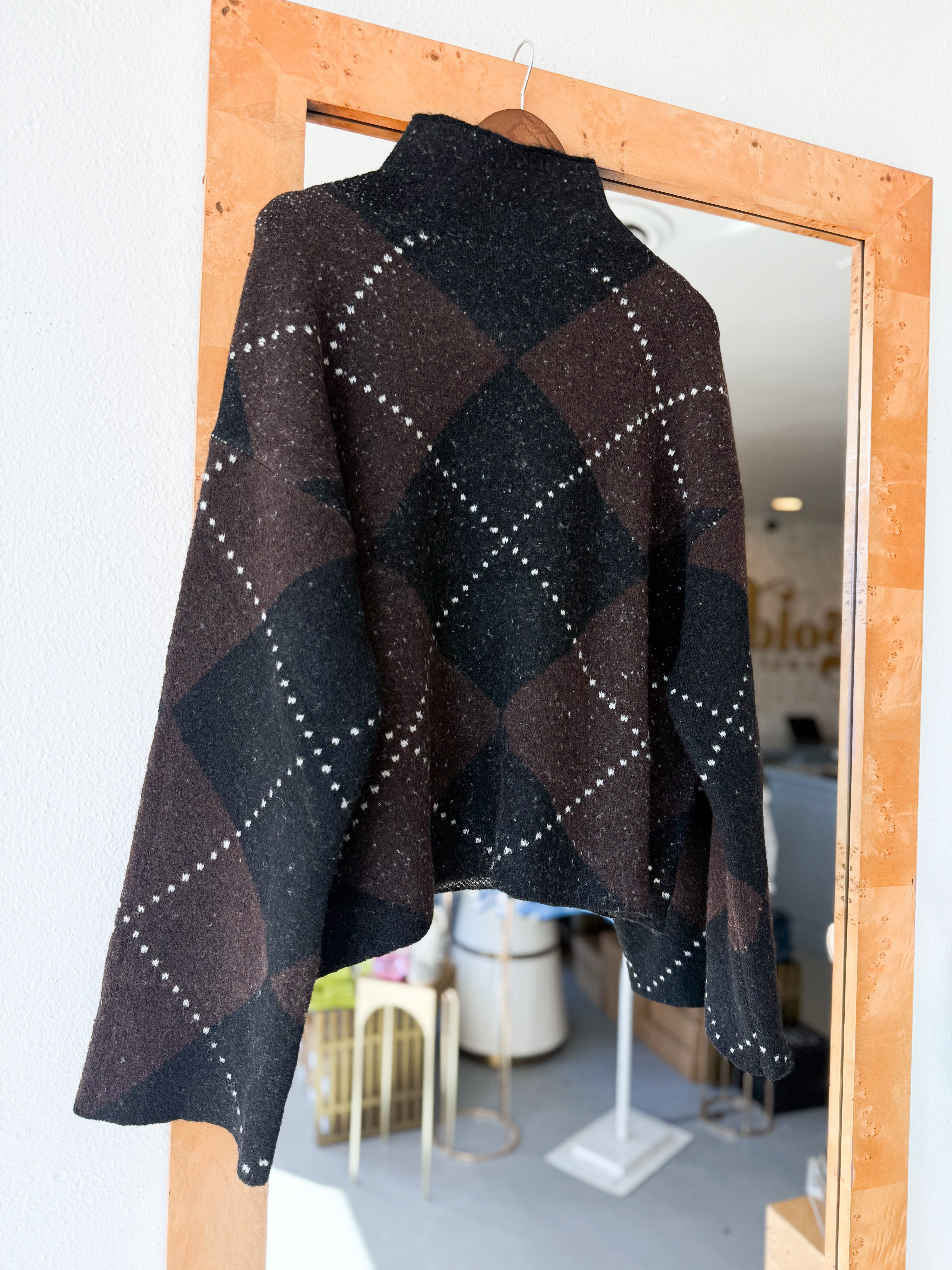Argyle High Neck Sweater