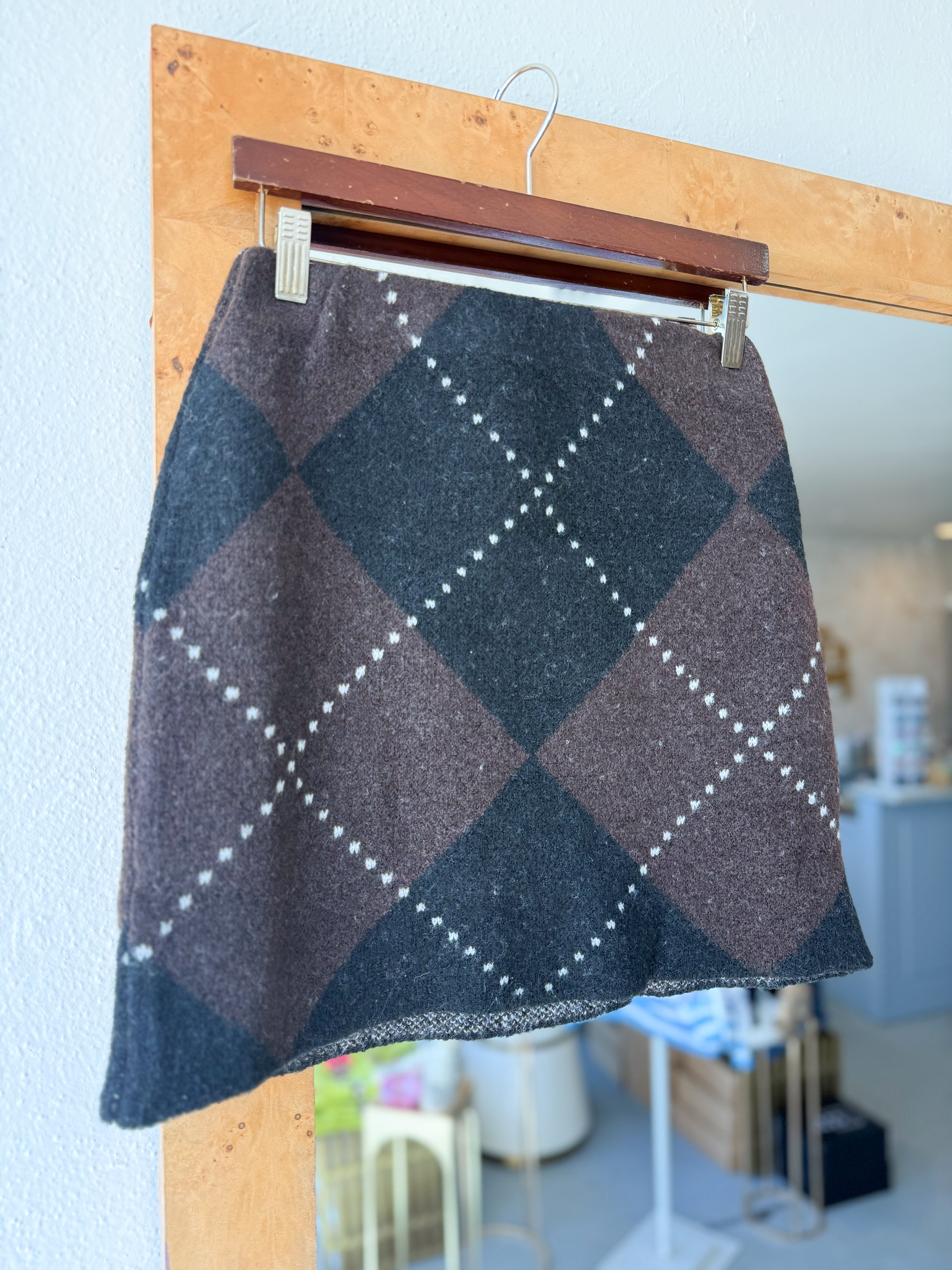 Argyle Knit Mini Skirt
