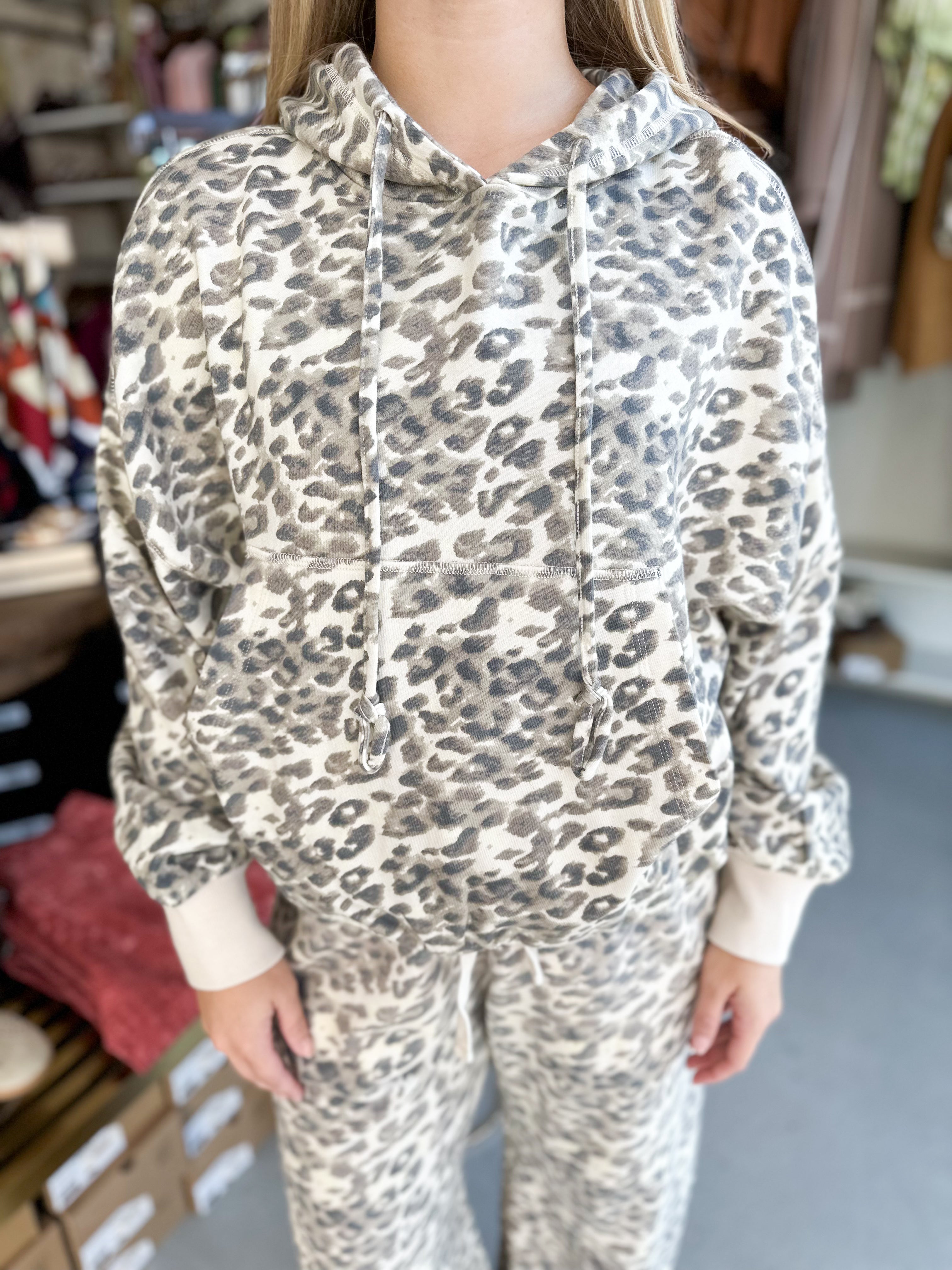 Leopard Terry Bubble Hoodie