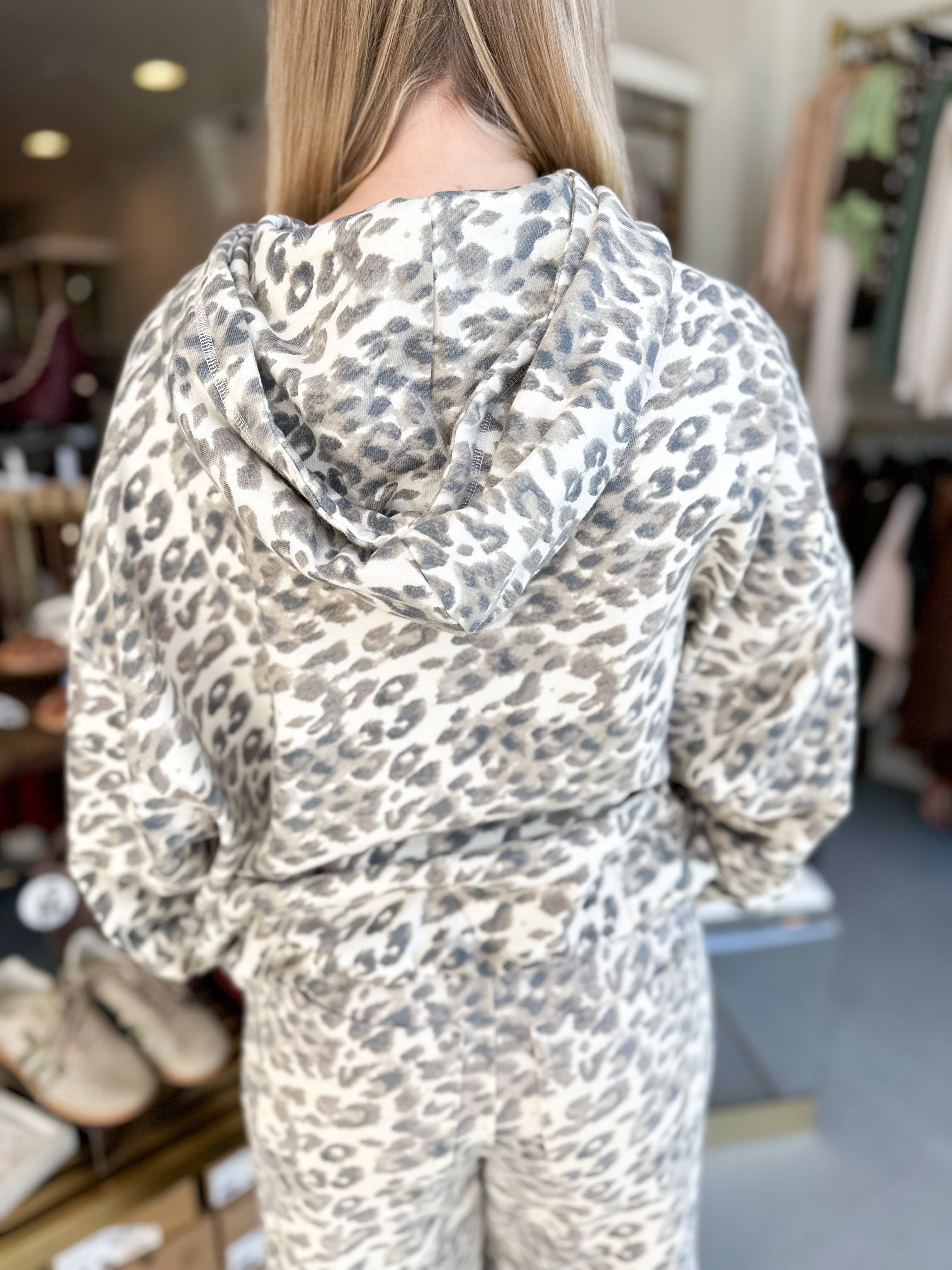 Leopard Terry Bubble Hoodie