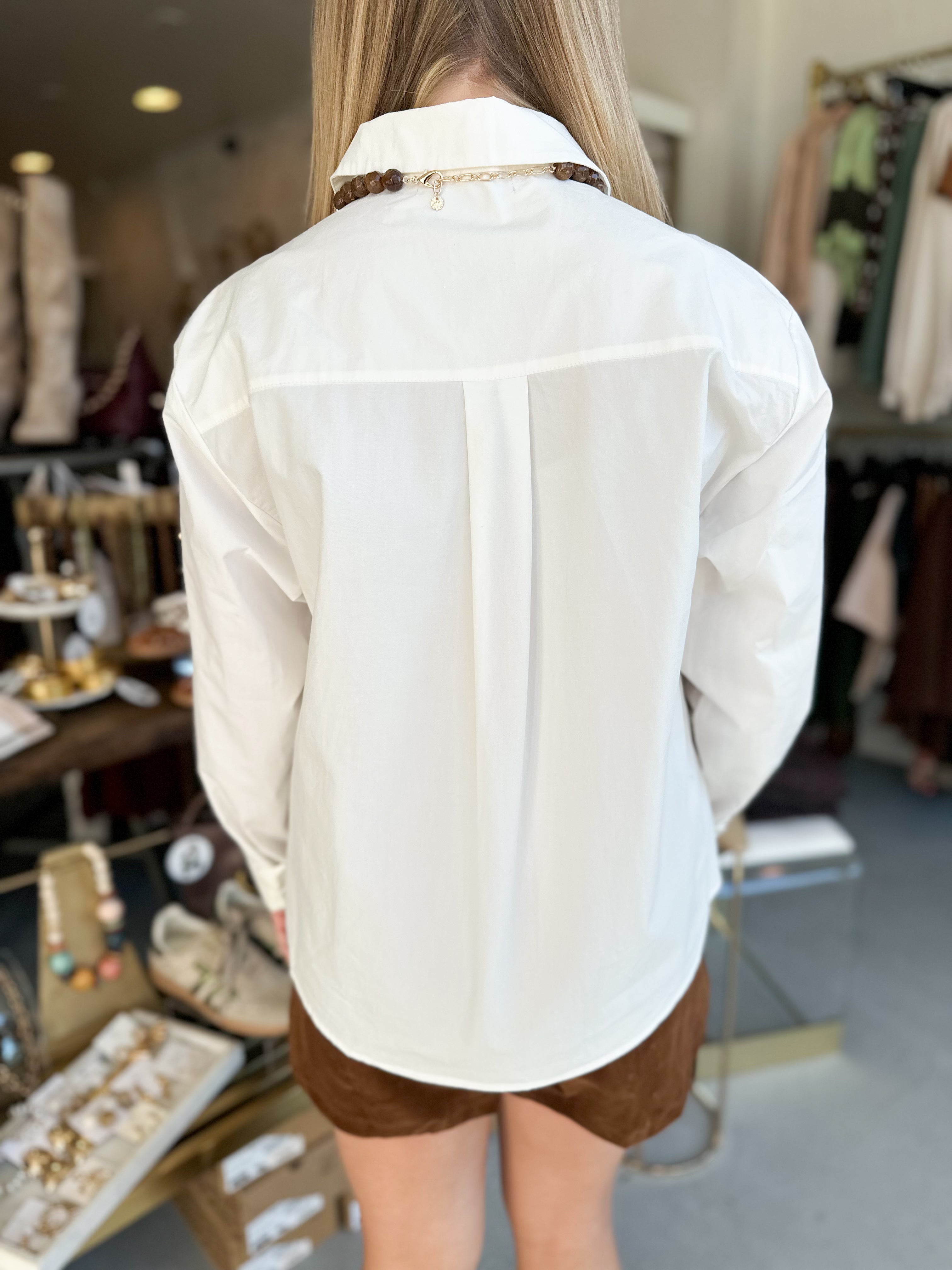 Leopard Panel Oxford Layered Shirt