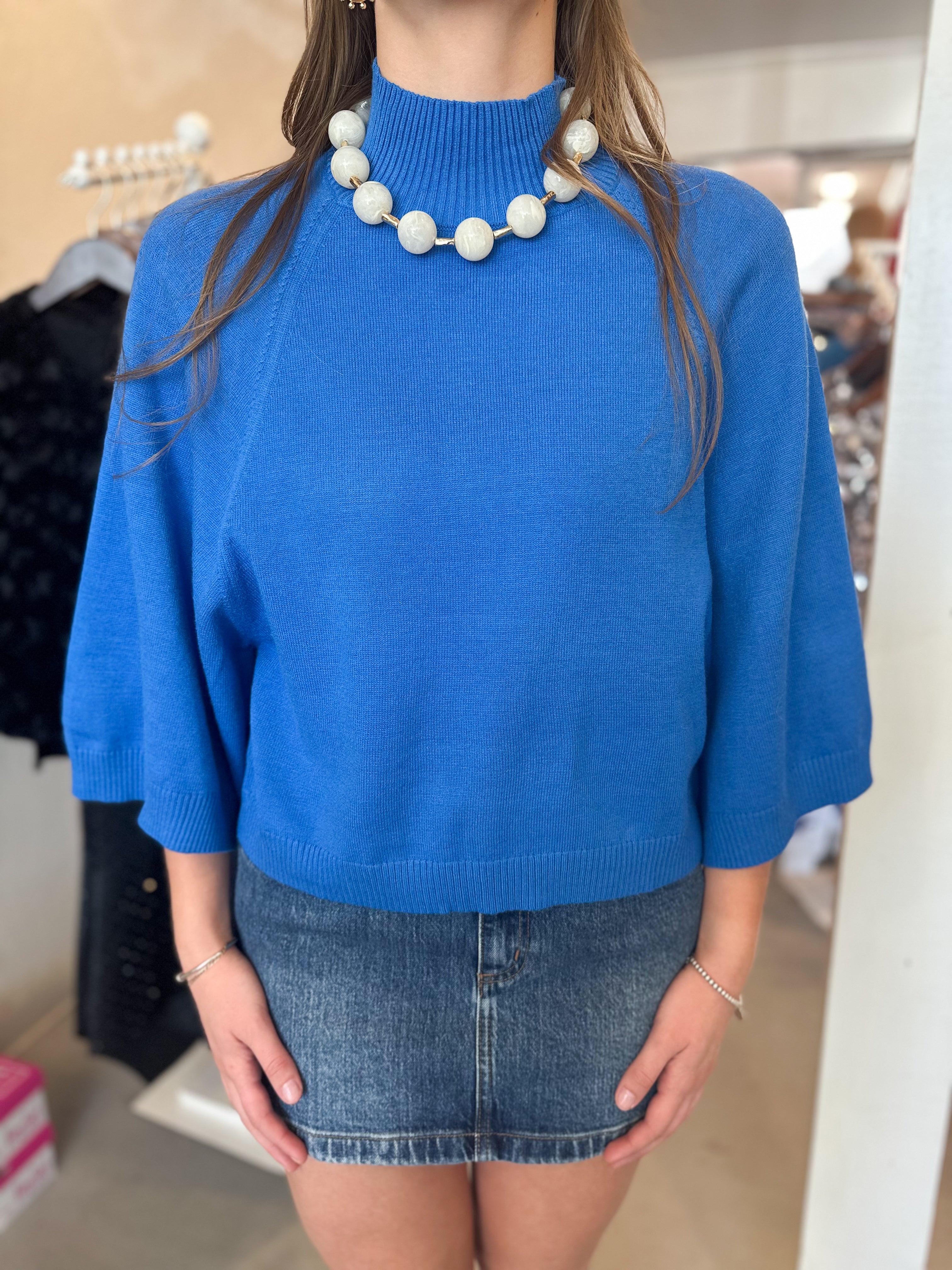 Mock Neck Wide Sleeve Sweater