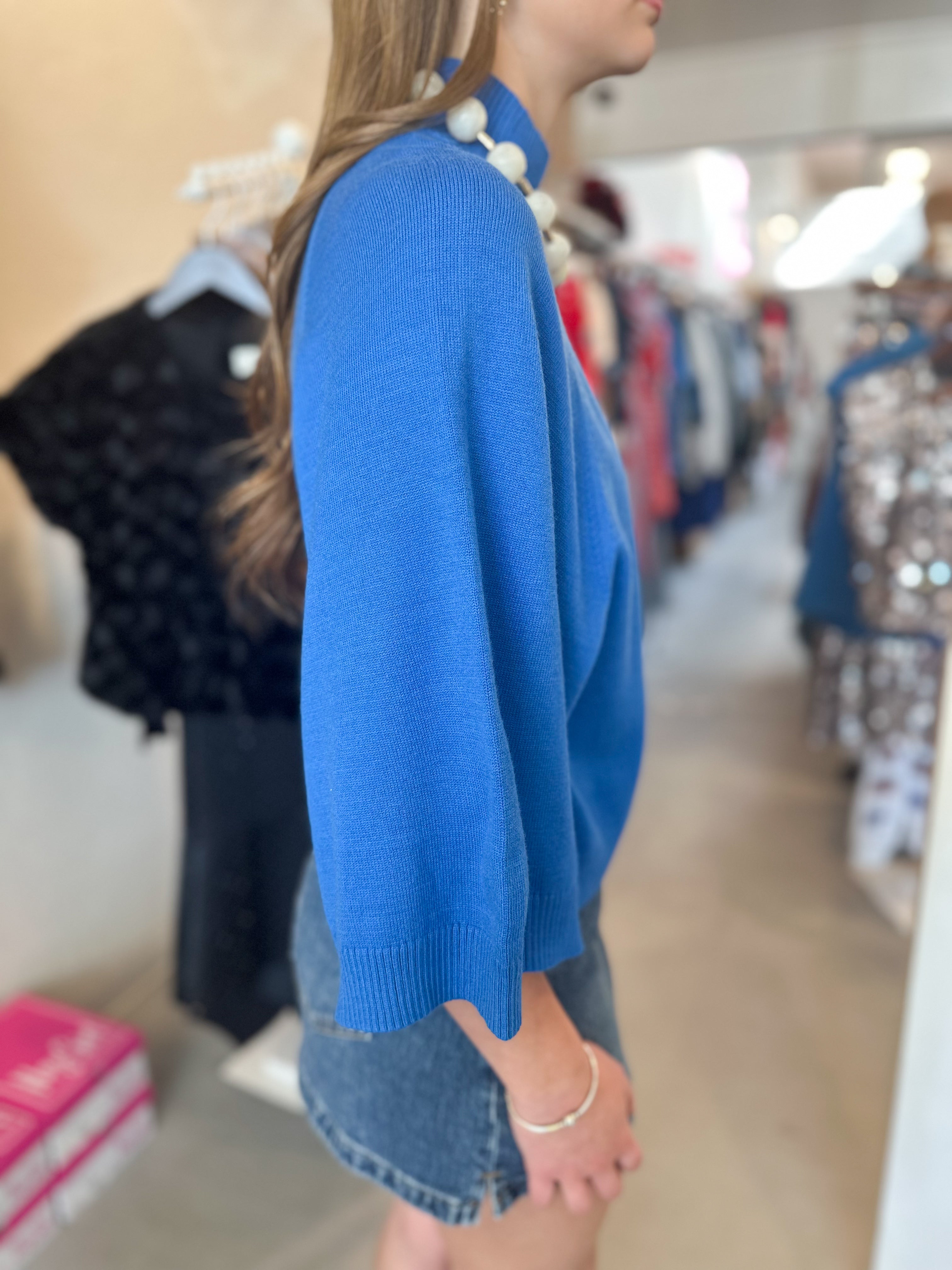 Mock Neck Wide Sleeve Sweater