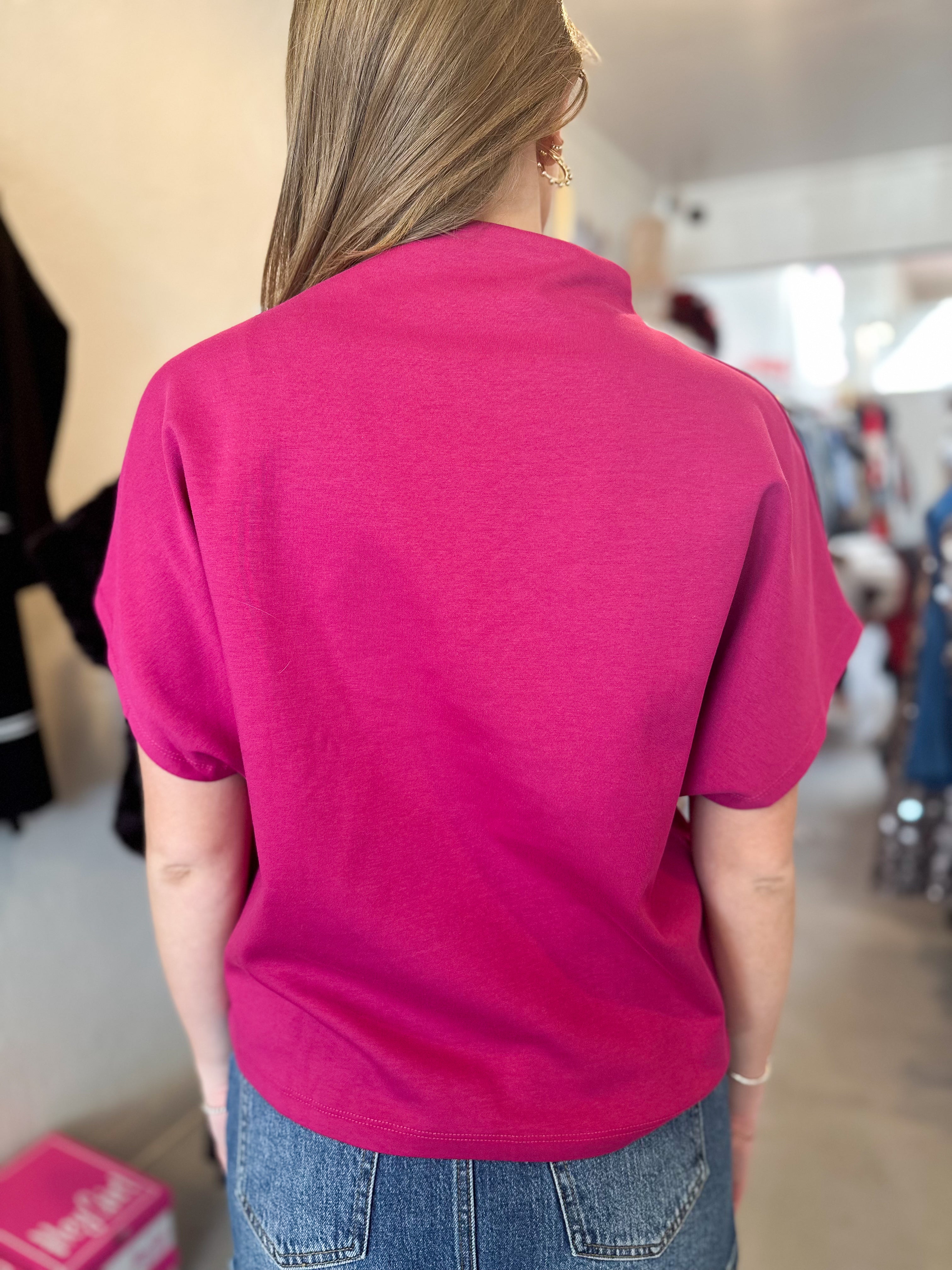 Mock Neck Batwing Sleeve Top
