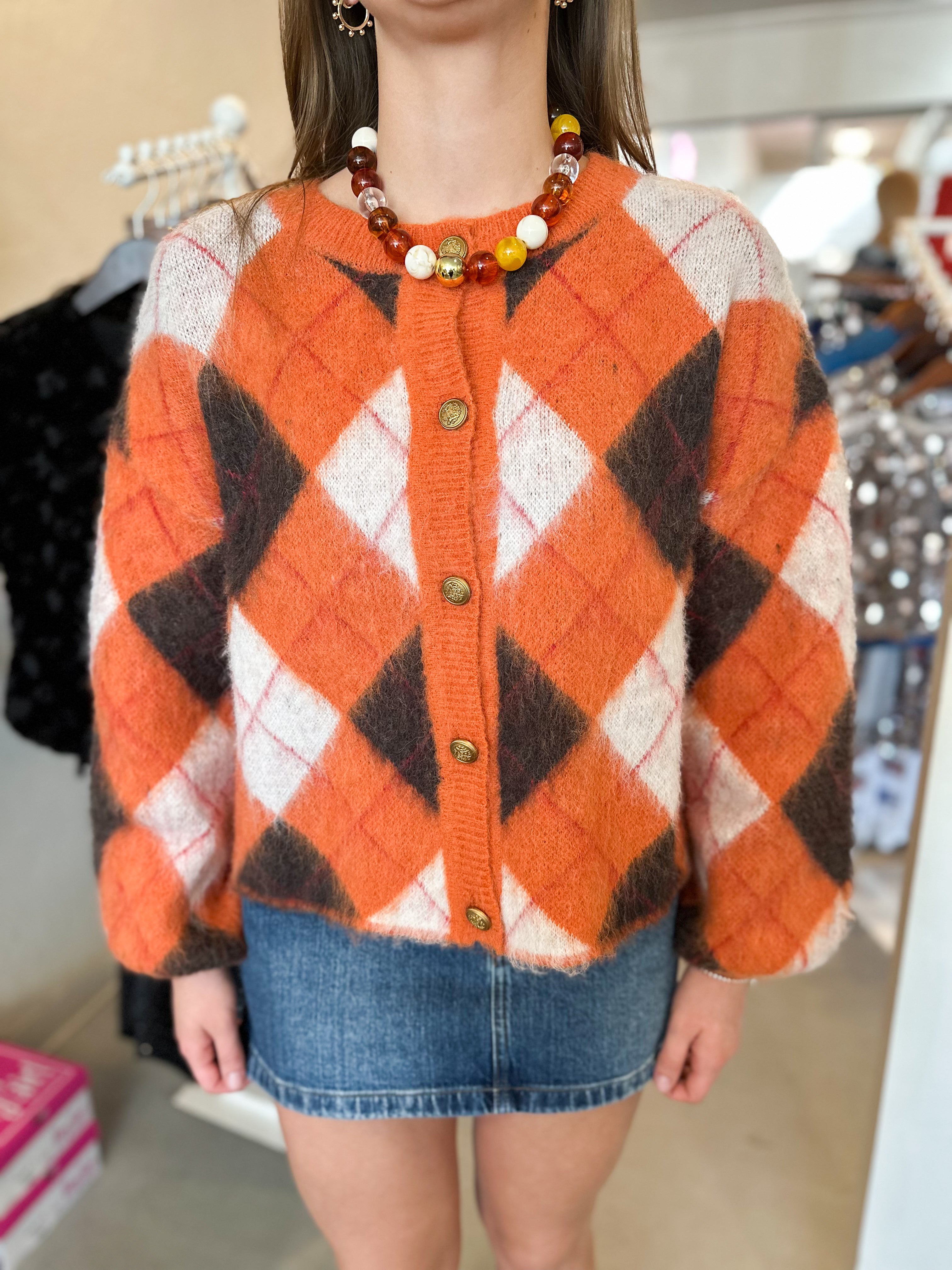 Autumn Argyle Cardigan