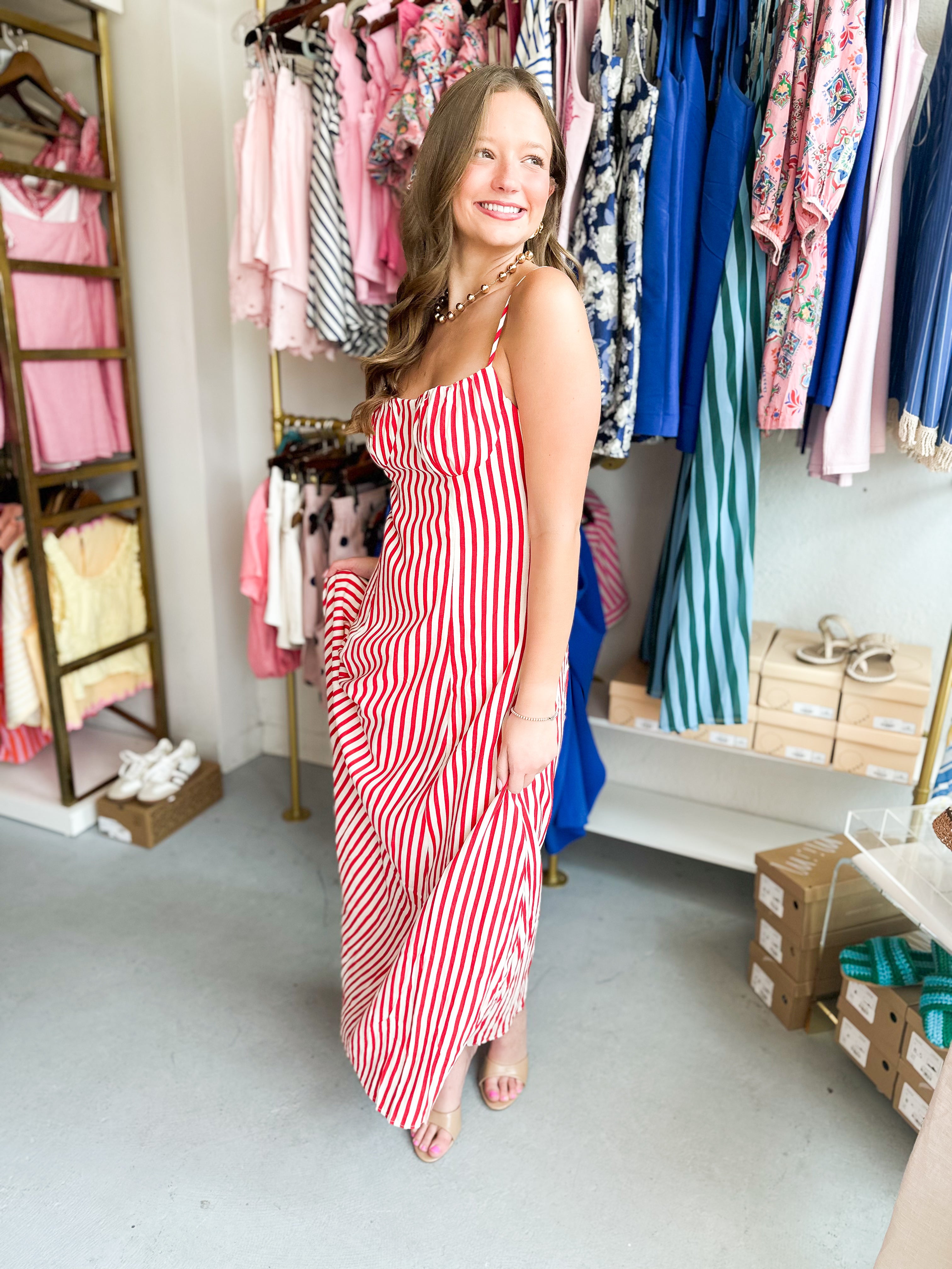 Striped Flare Midi