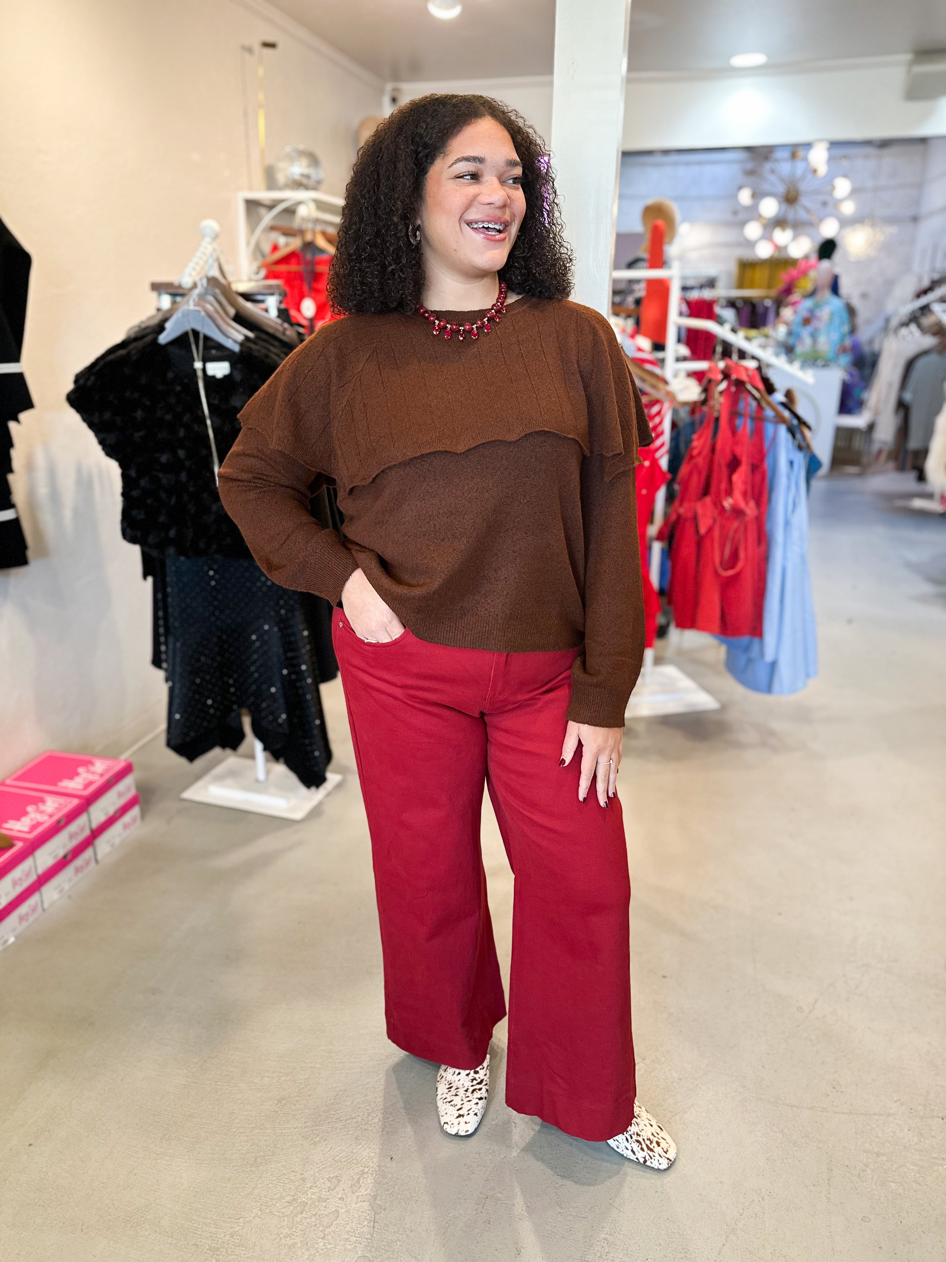 Plus Size Double Button Pant