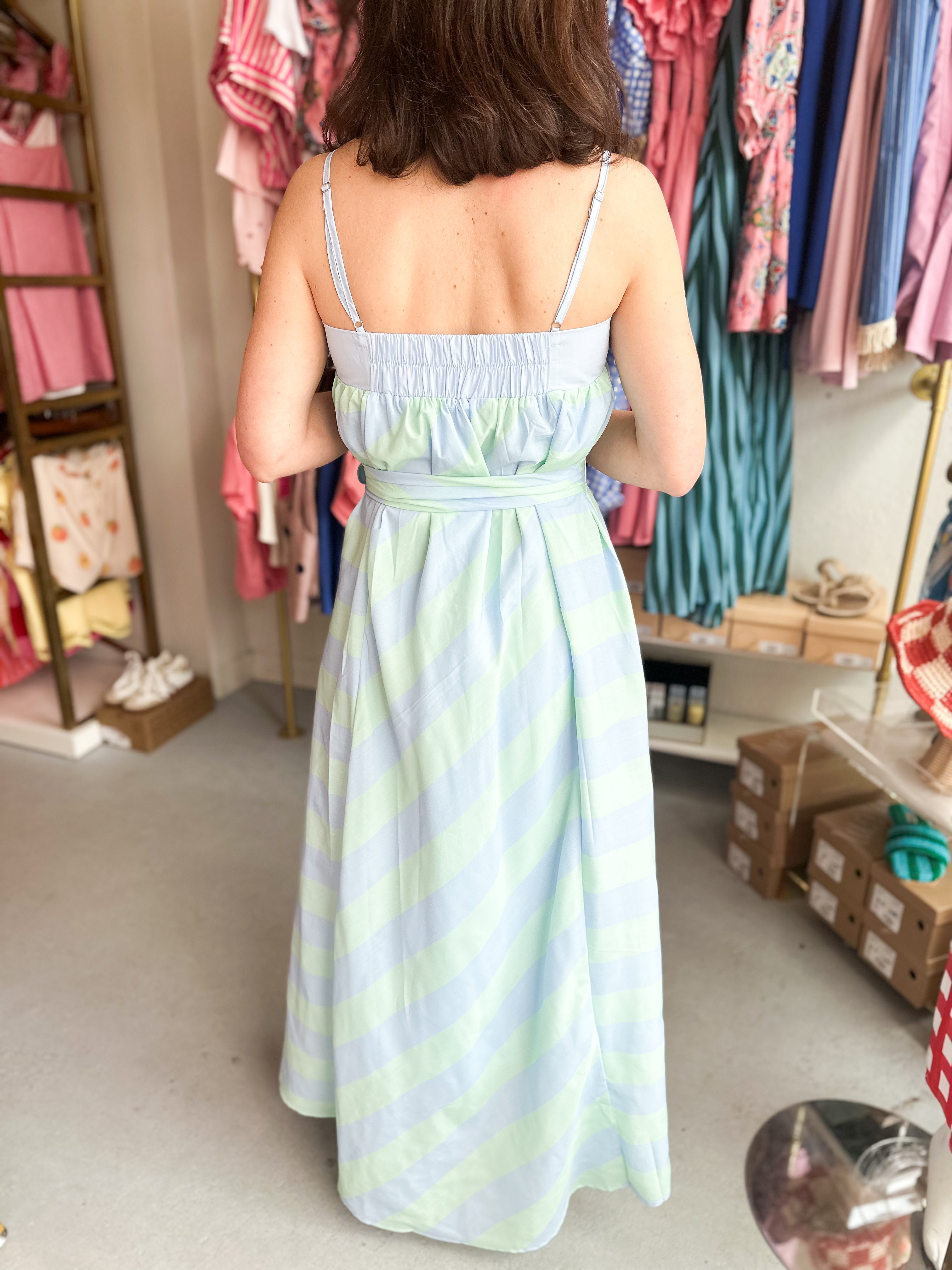 Diagonal Stripe Maxi Dress