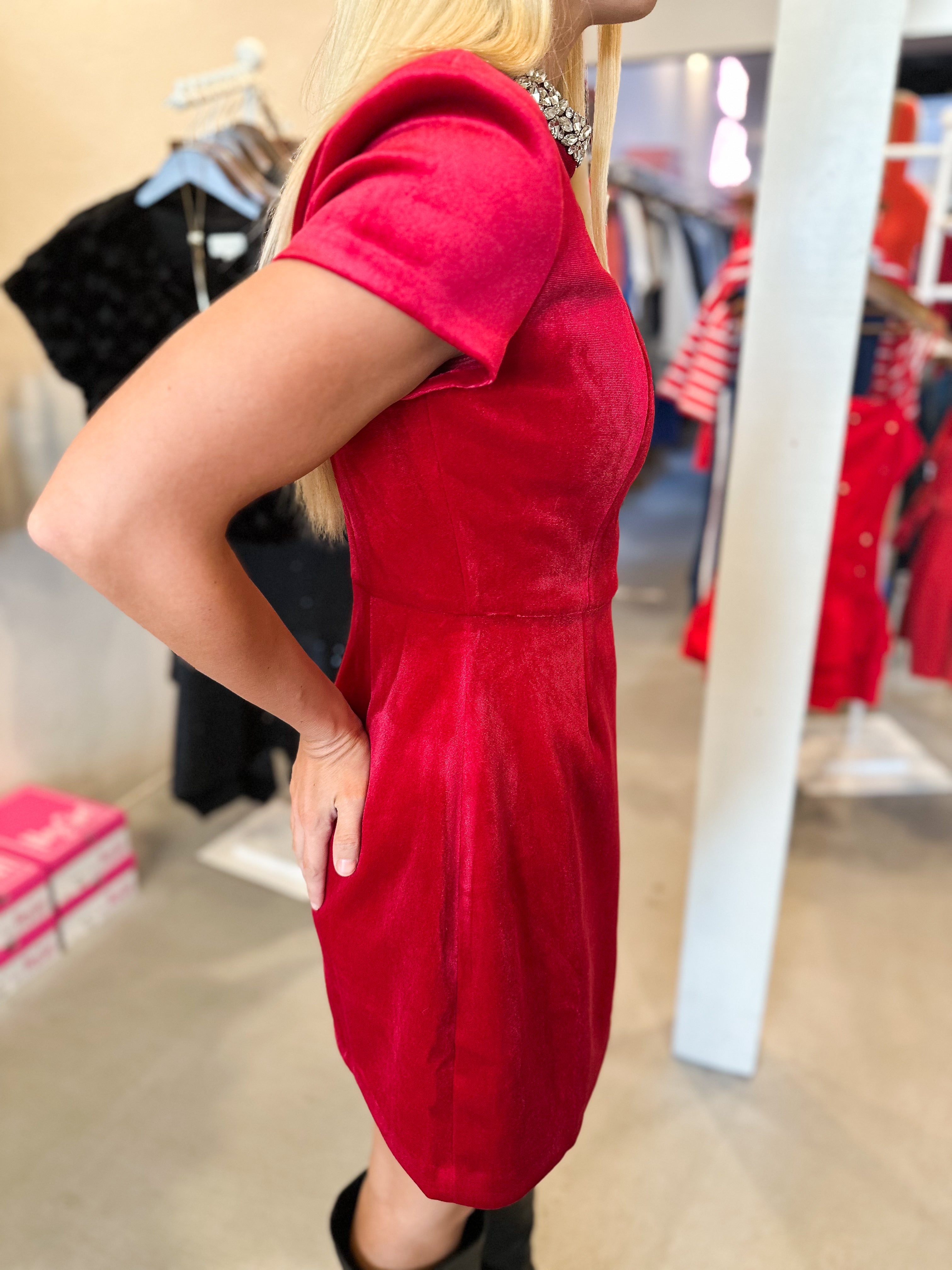 Rhinestone Velvet Mini Dress