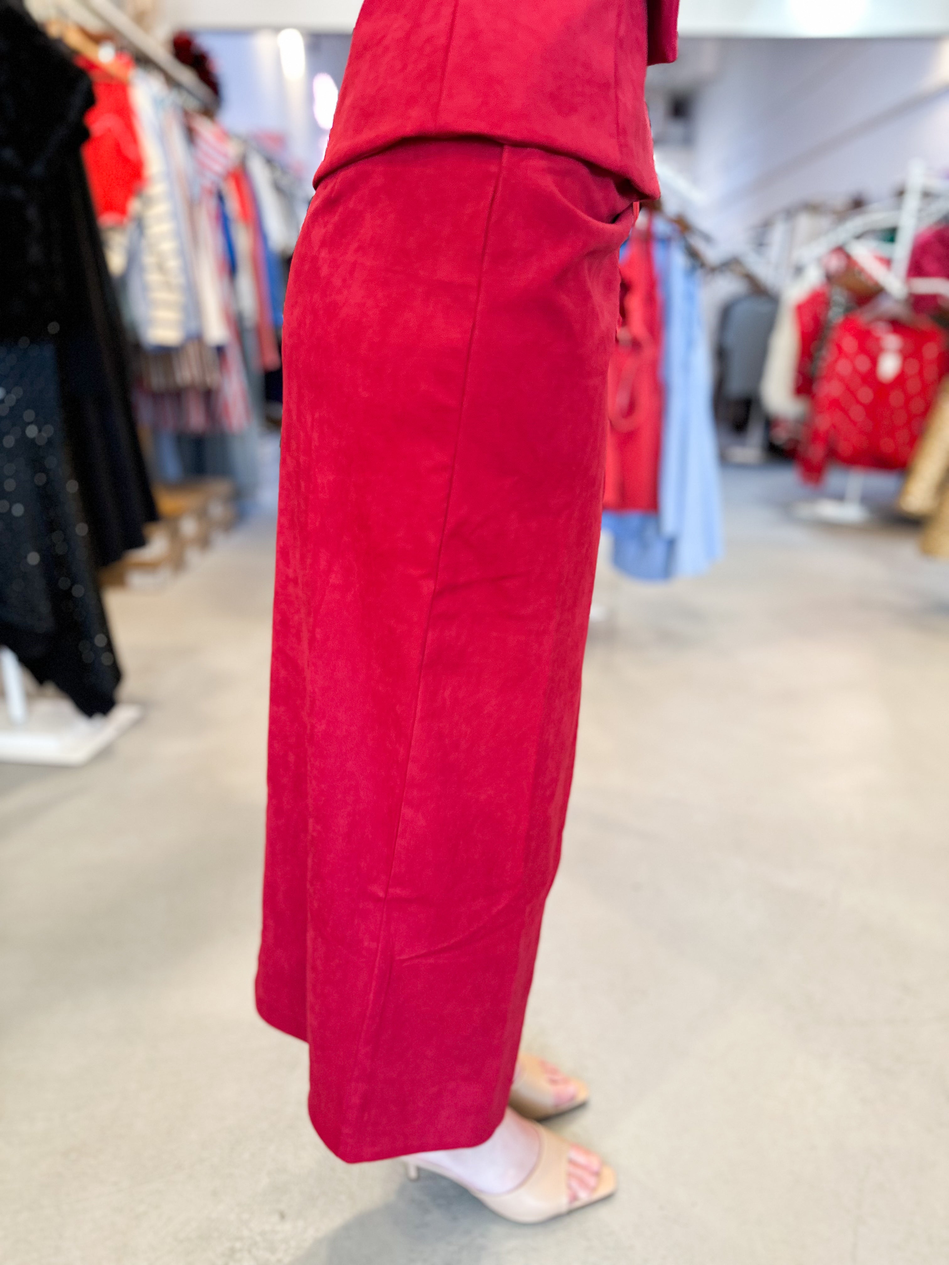 Red Midi Wrap Skirt