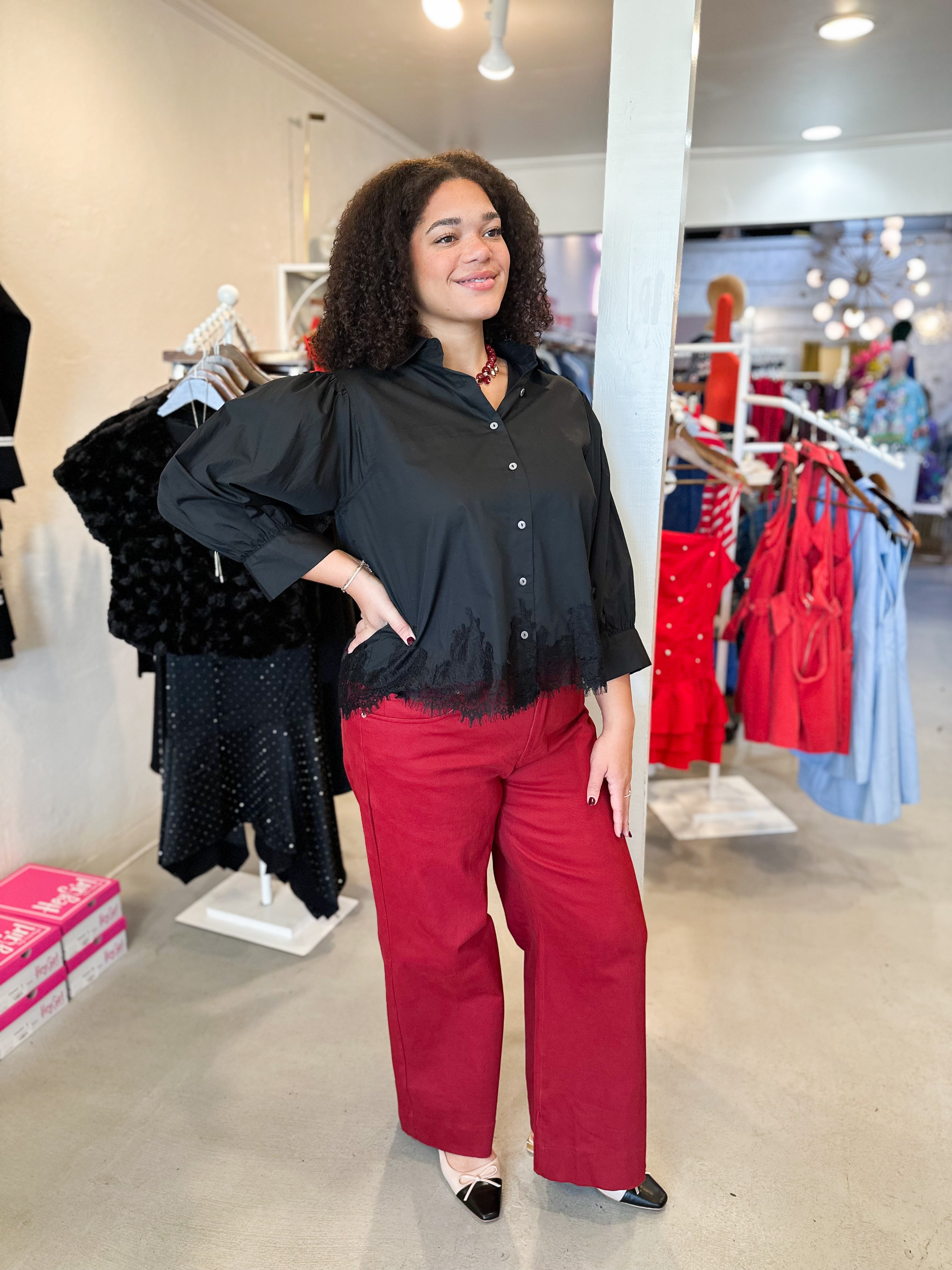 Plus Size Lace Affair Button Down