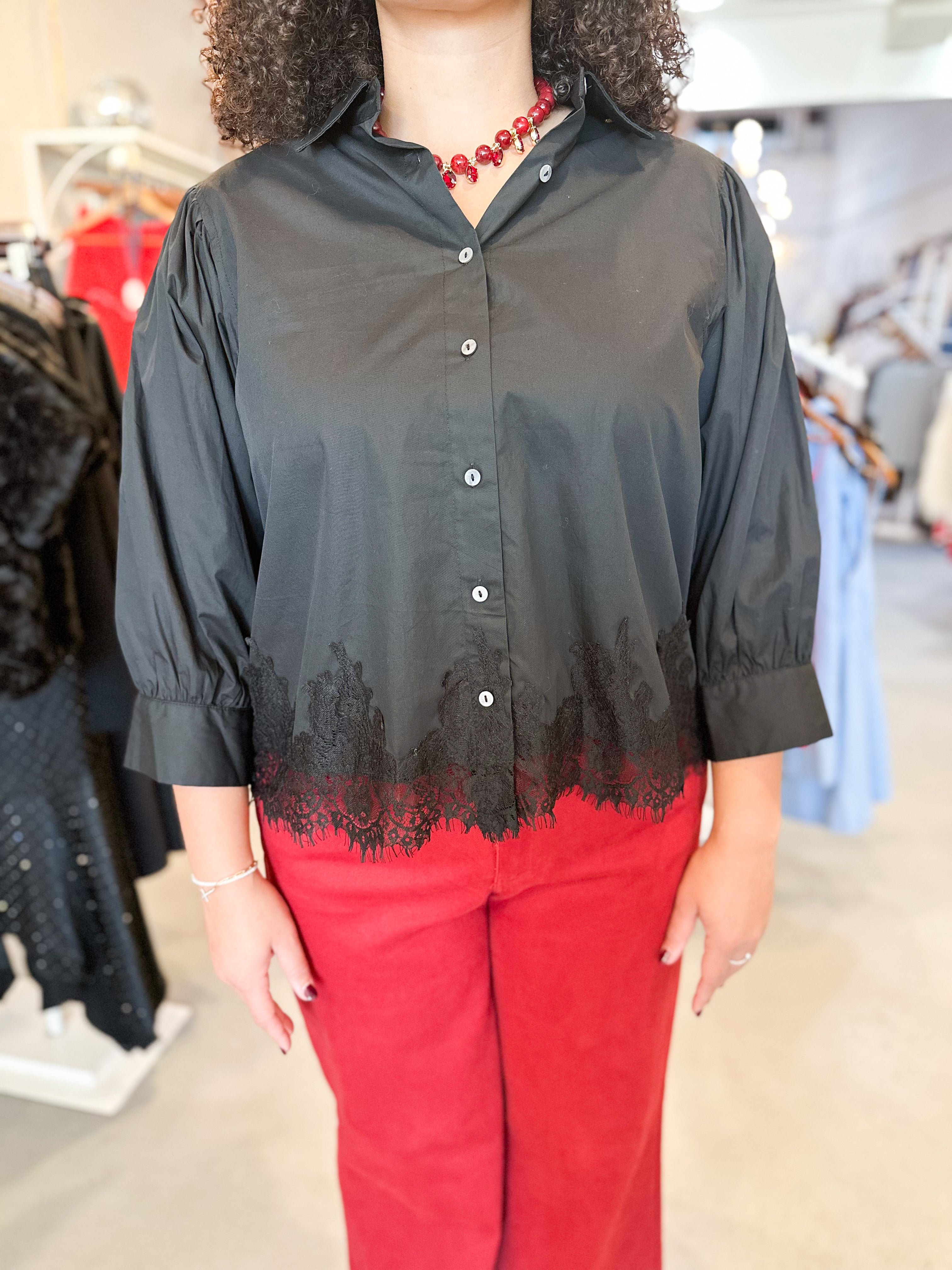 Plus Size Lace Affair Button Down
