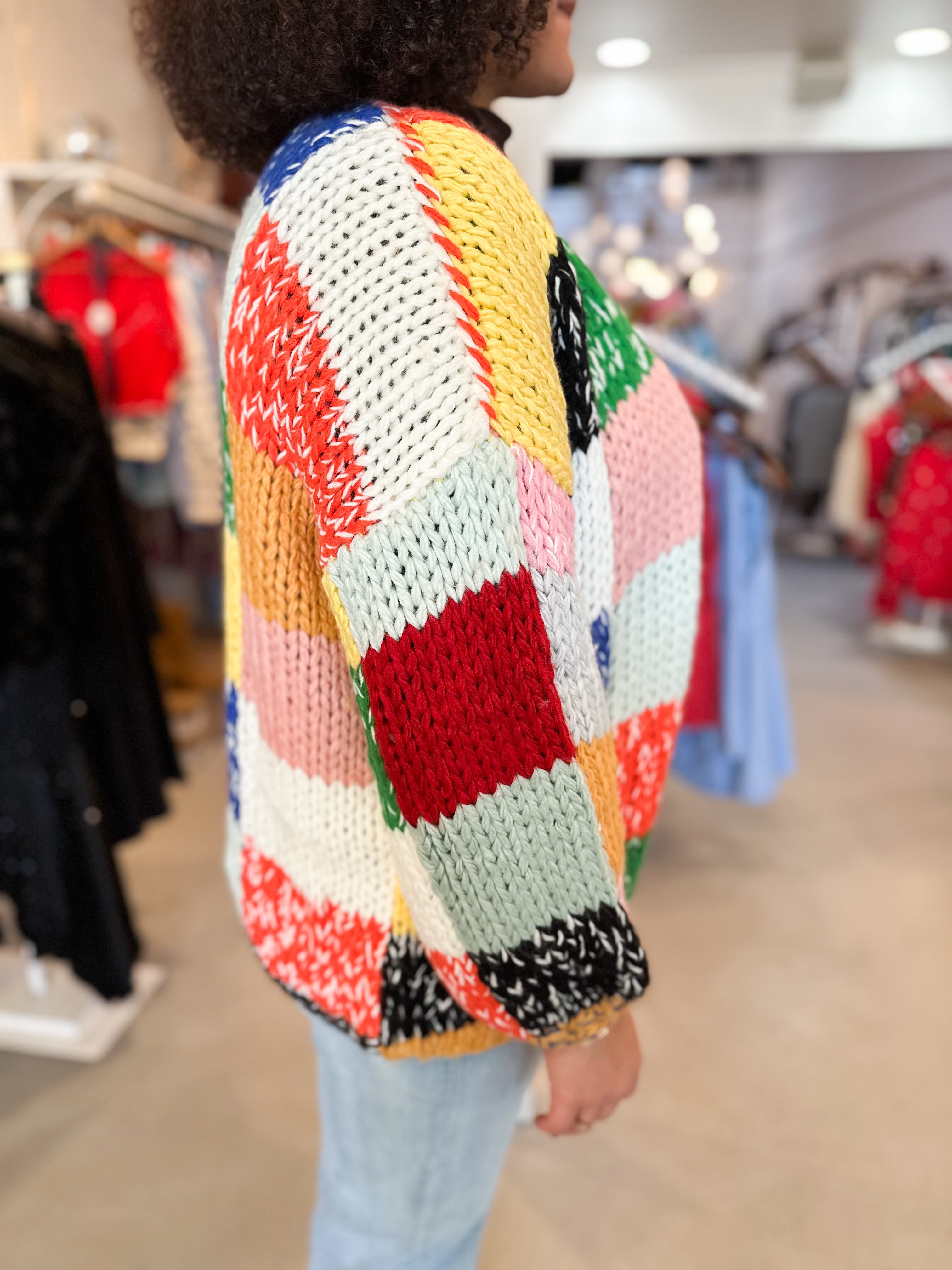 Plus Size Color Block Cardigan
