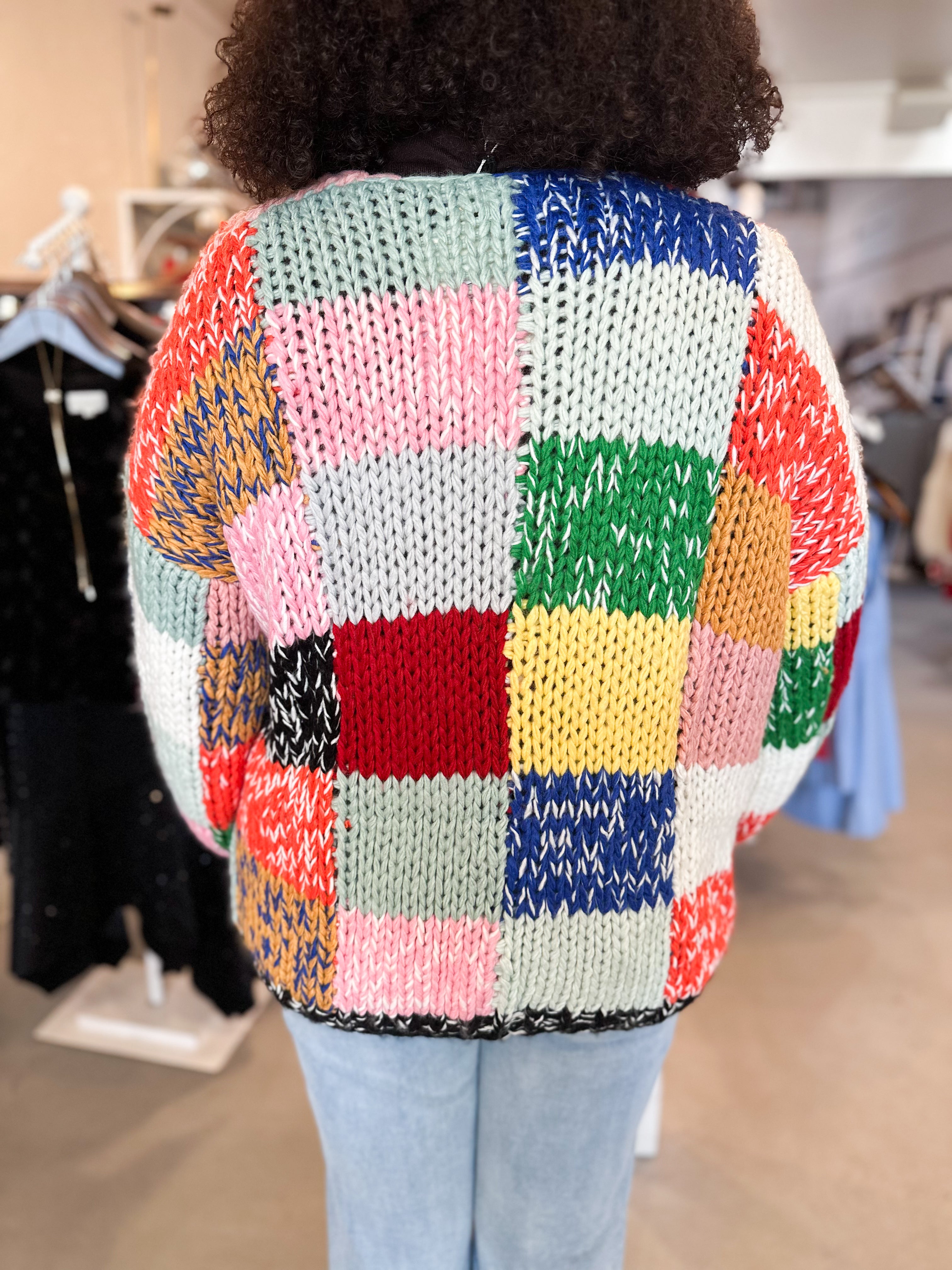 Plus Size Color Block Cardigan
