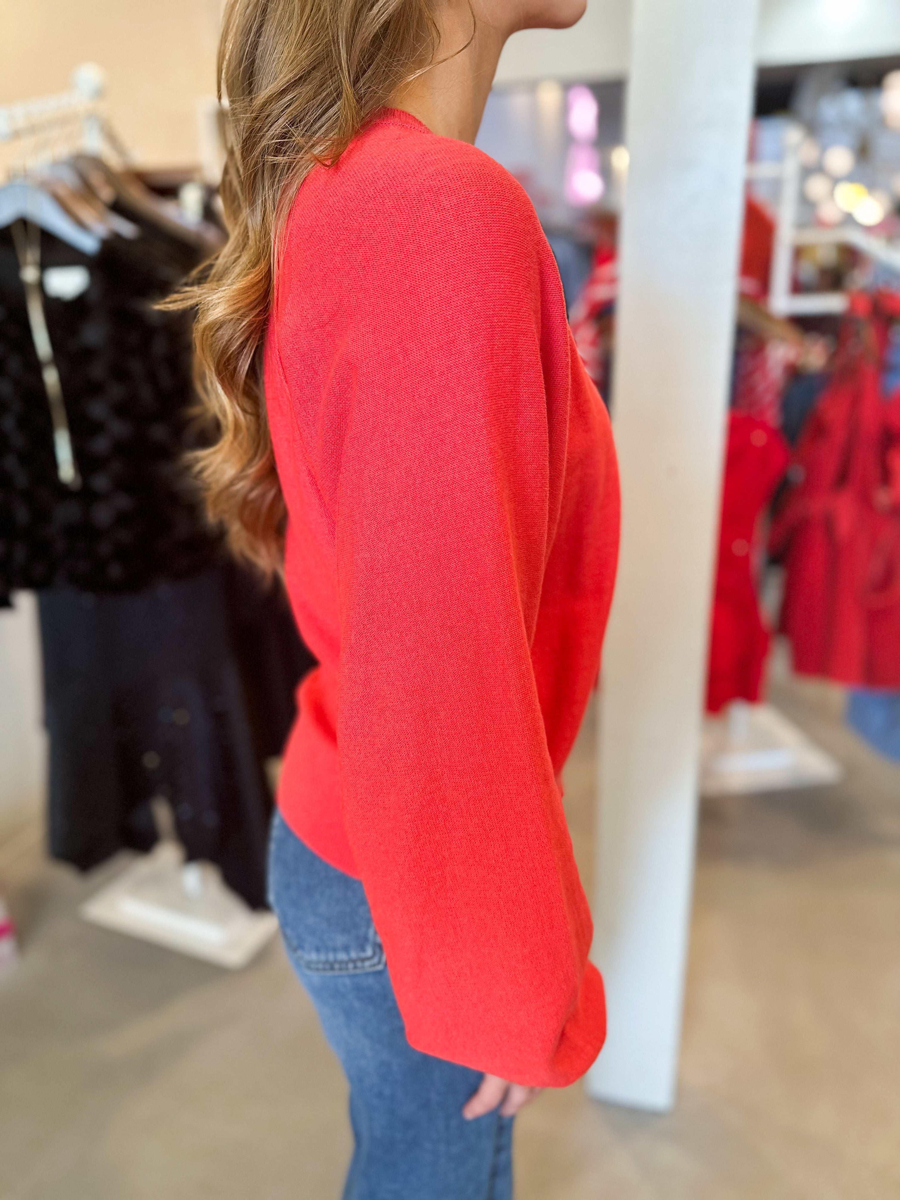 Red Thermal Long Sleeve Tee
