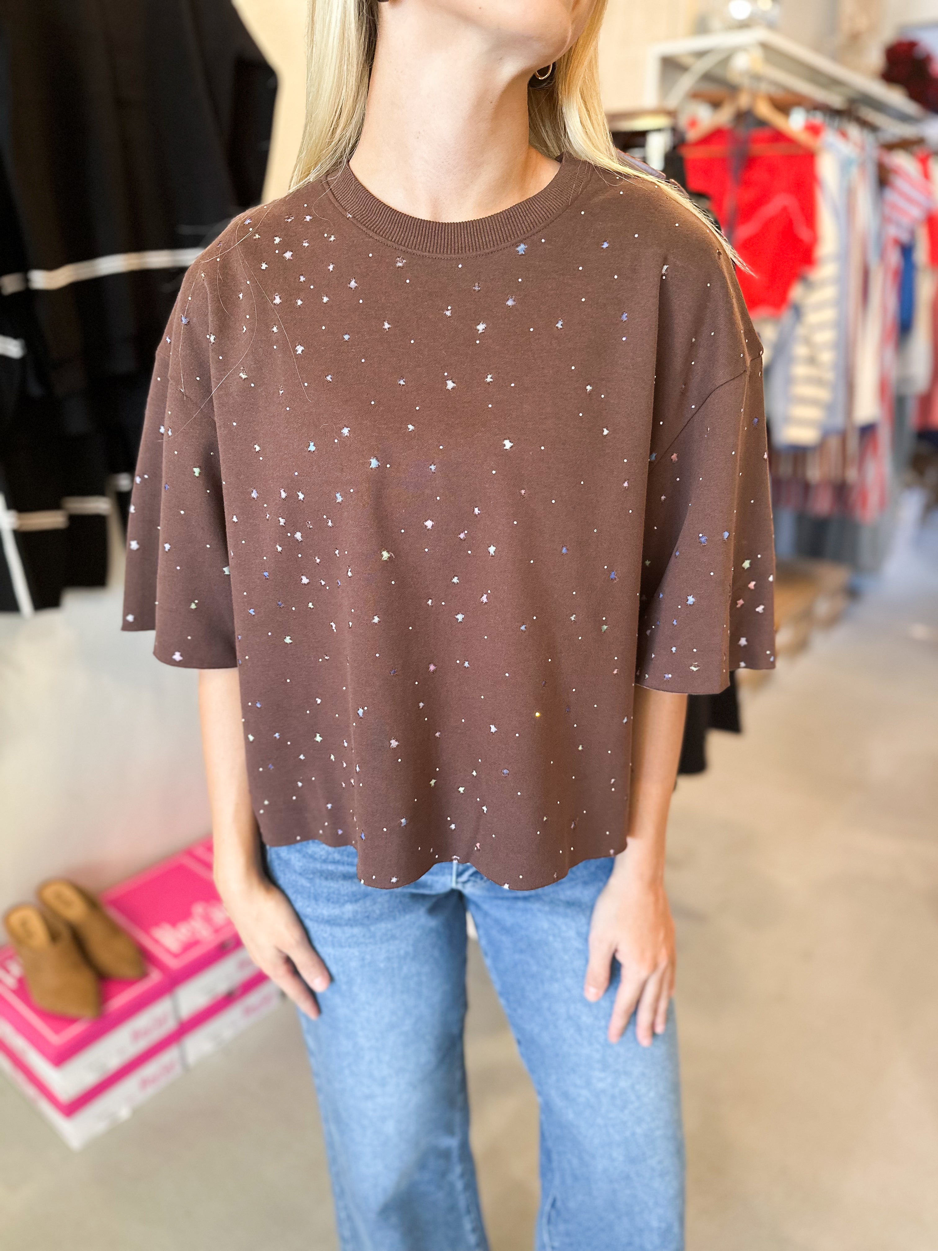 Brown Star Burnout Tee