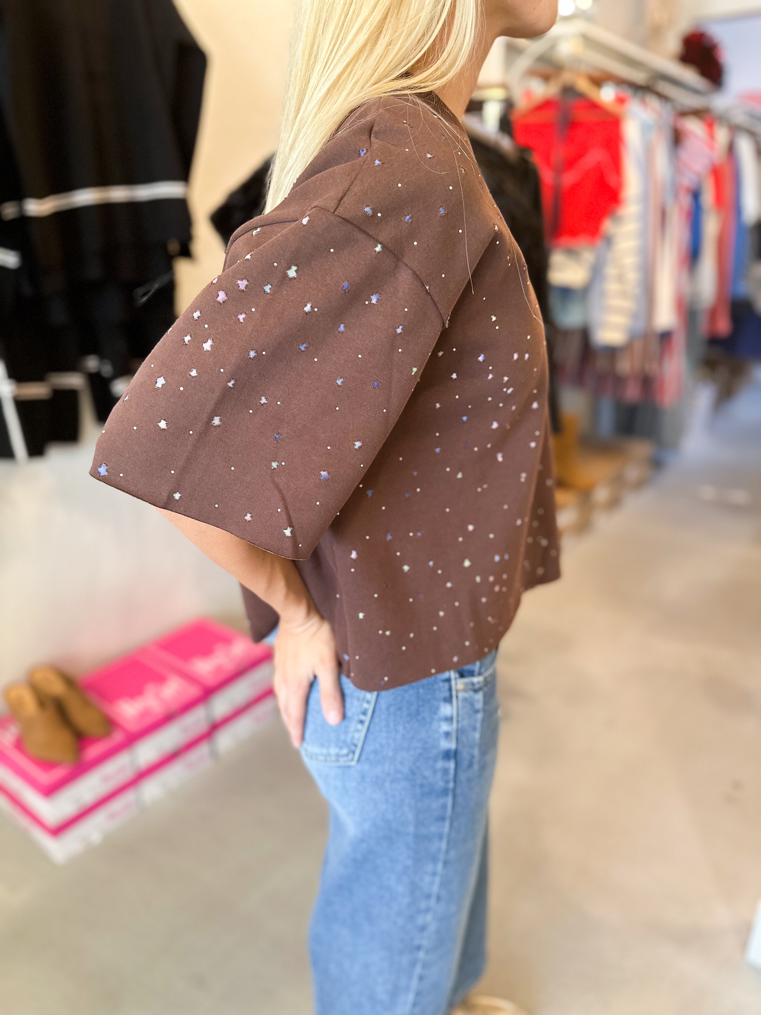 Brown Star Burnout Tee
