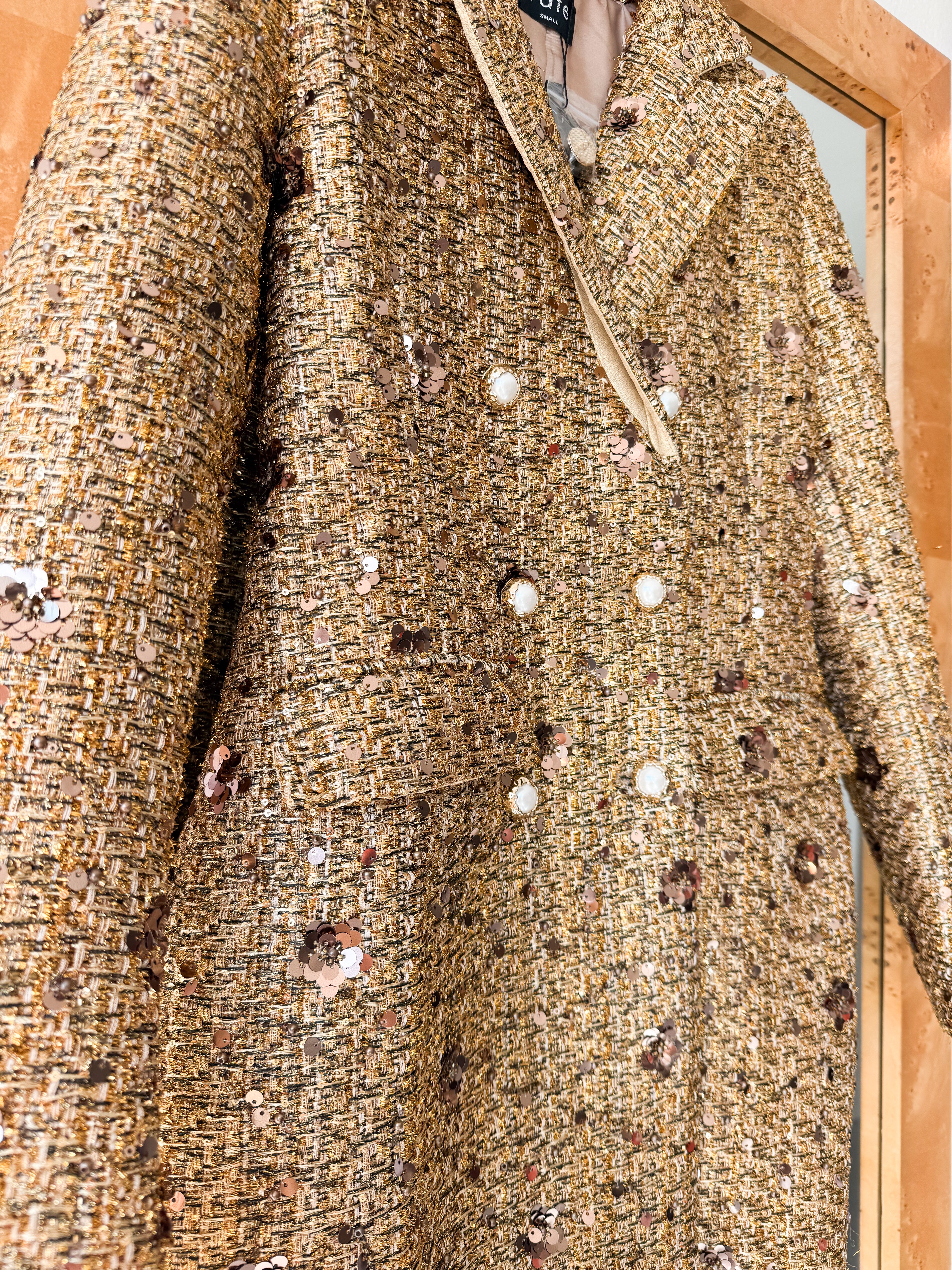 Gold Sequin Tweed Dress