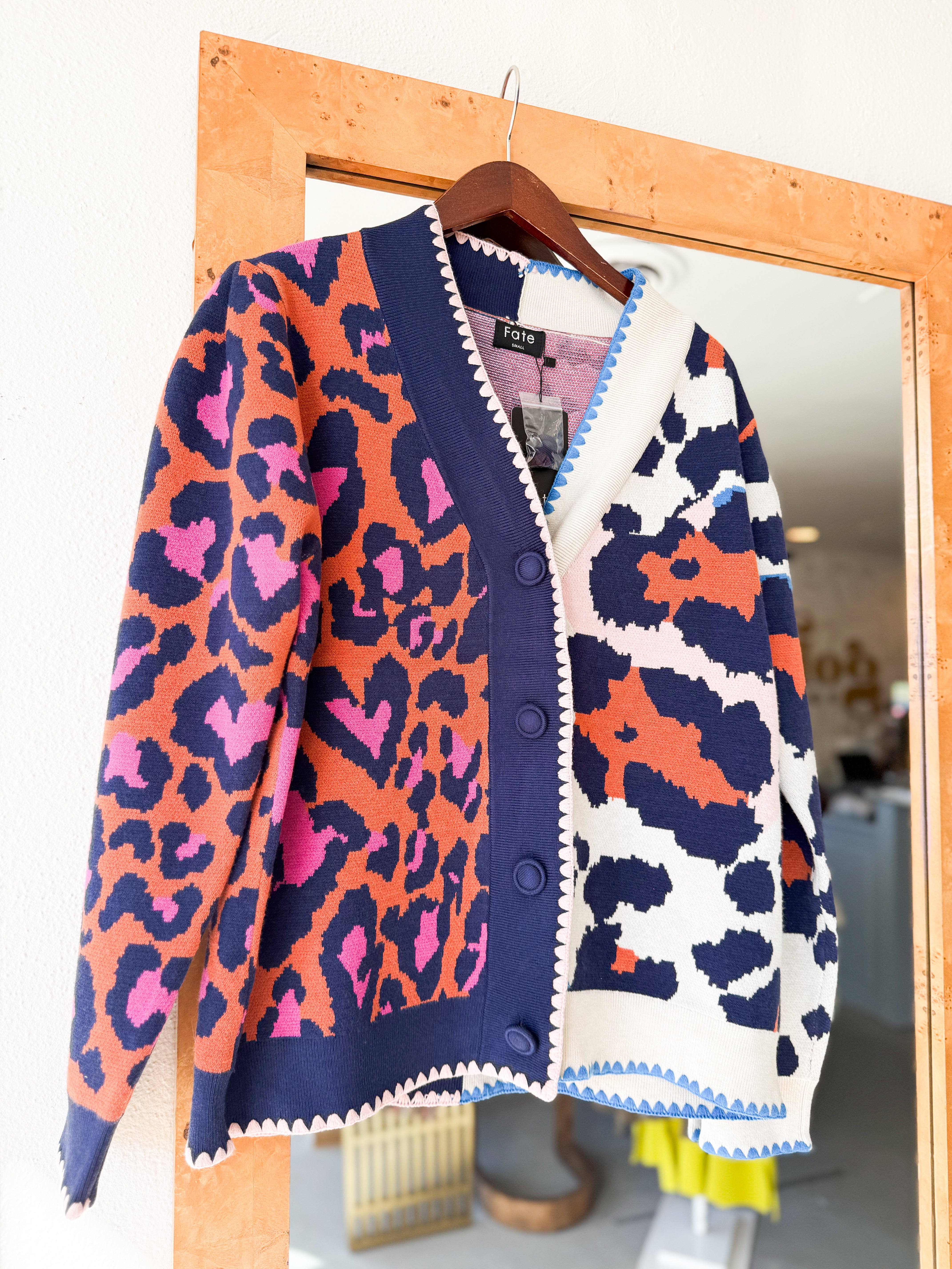 Leopard Scalloped Trim Cardigan