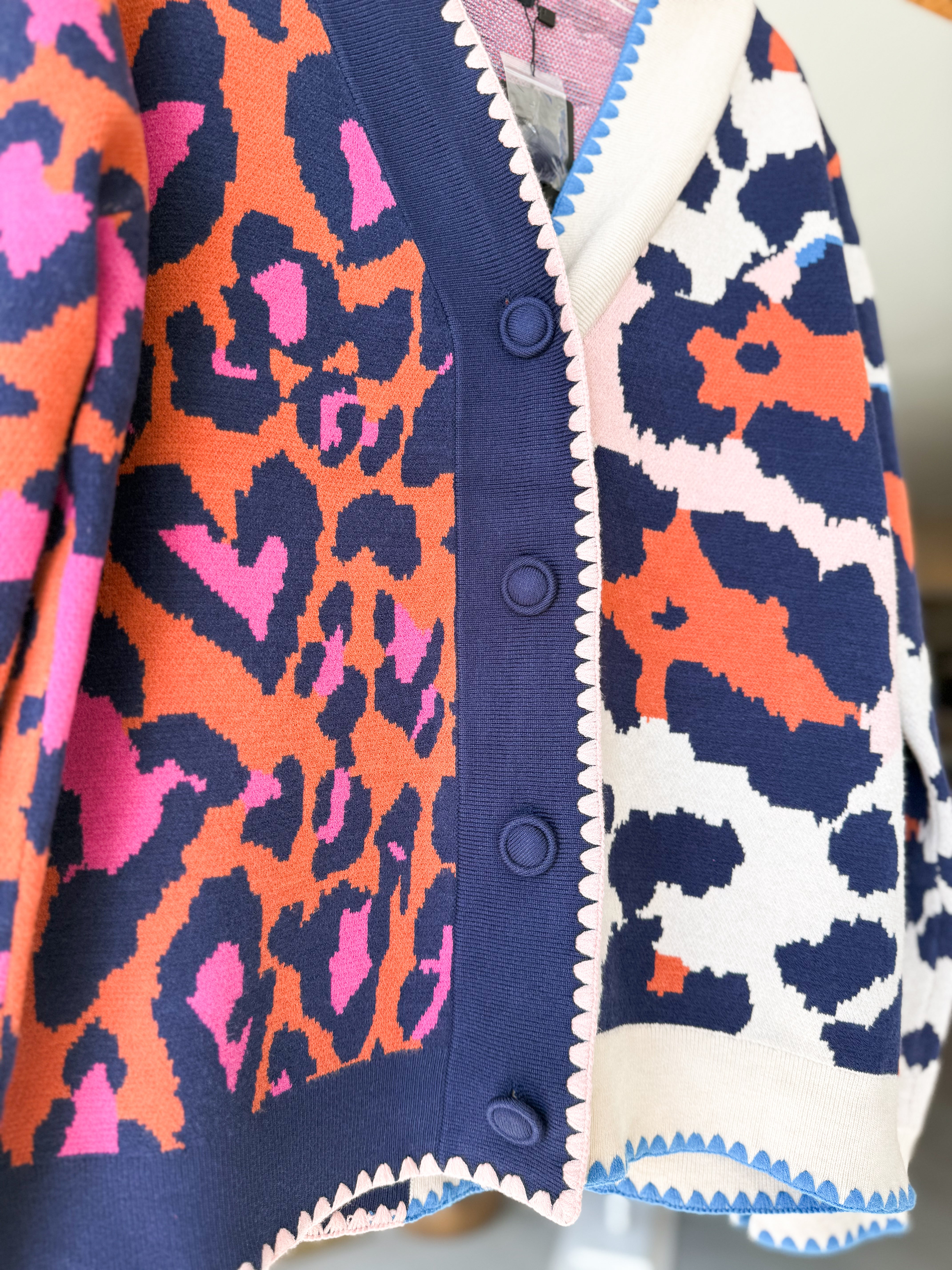 Leopard Scalloped Trim Cardigan