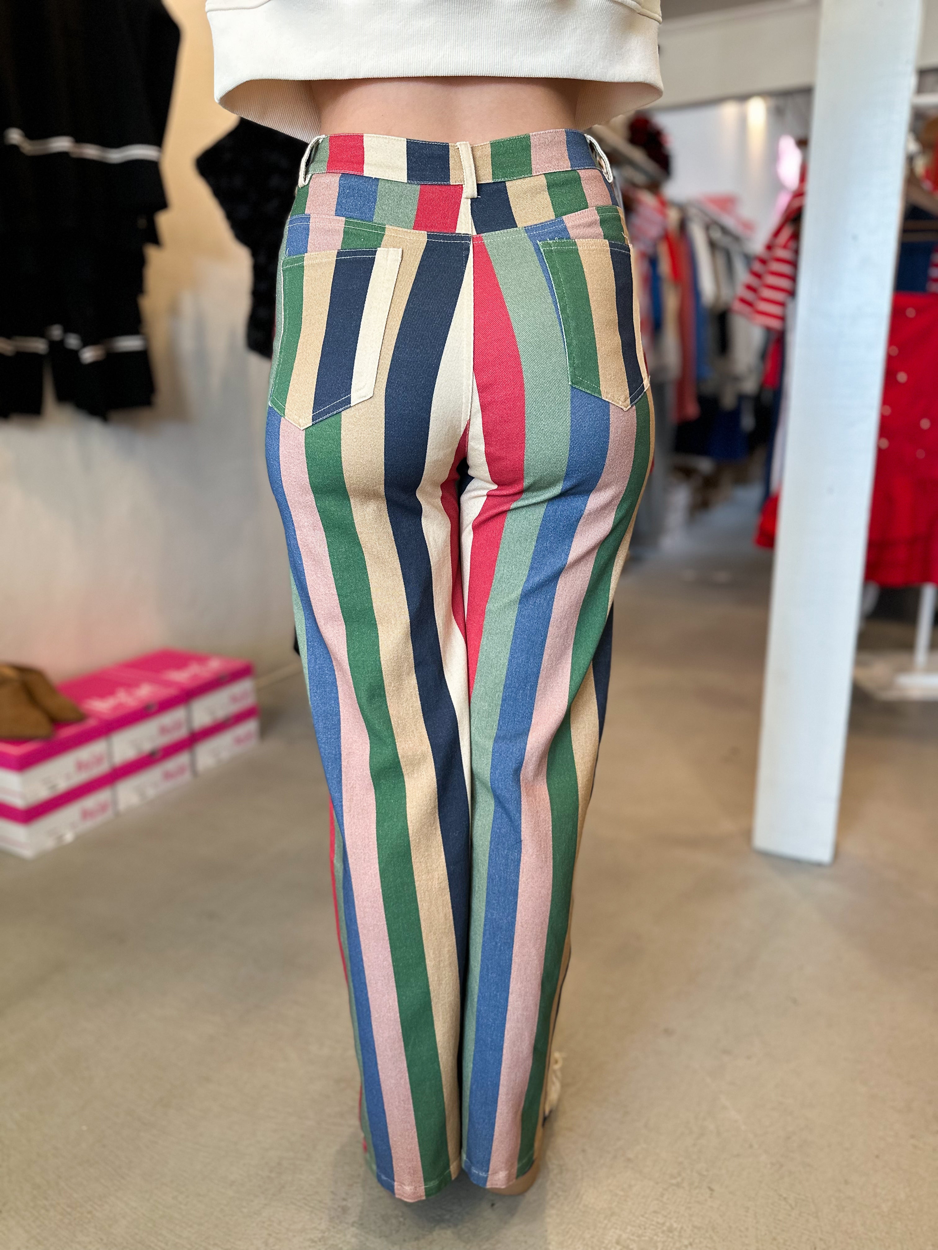 Retro Stripe Wide Leg Pant