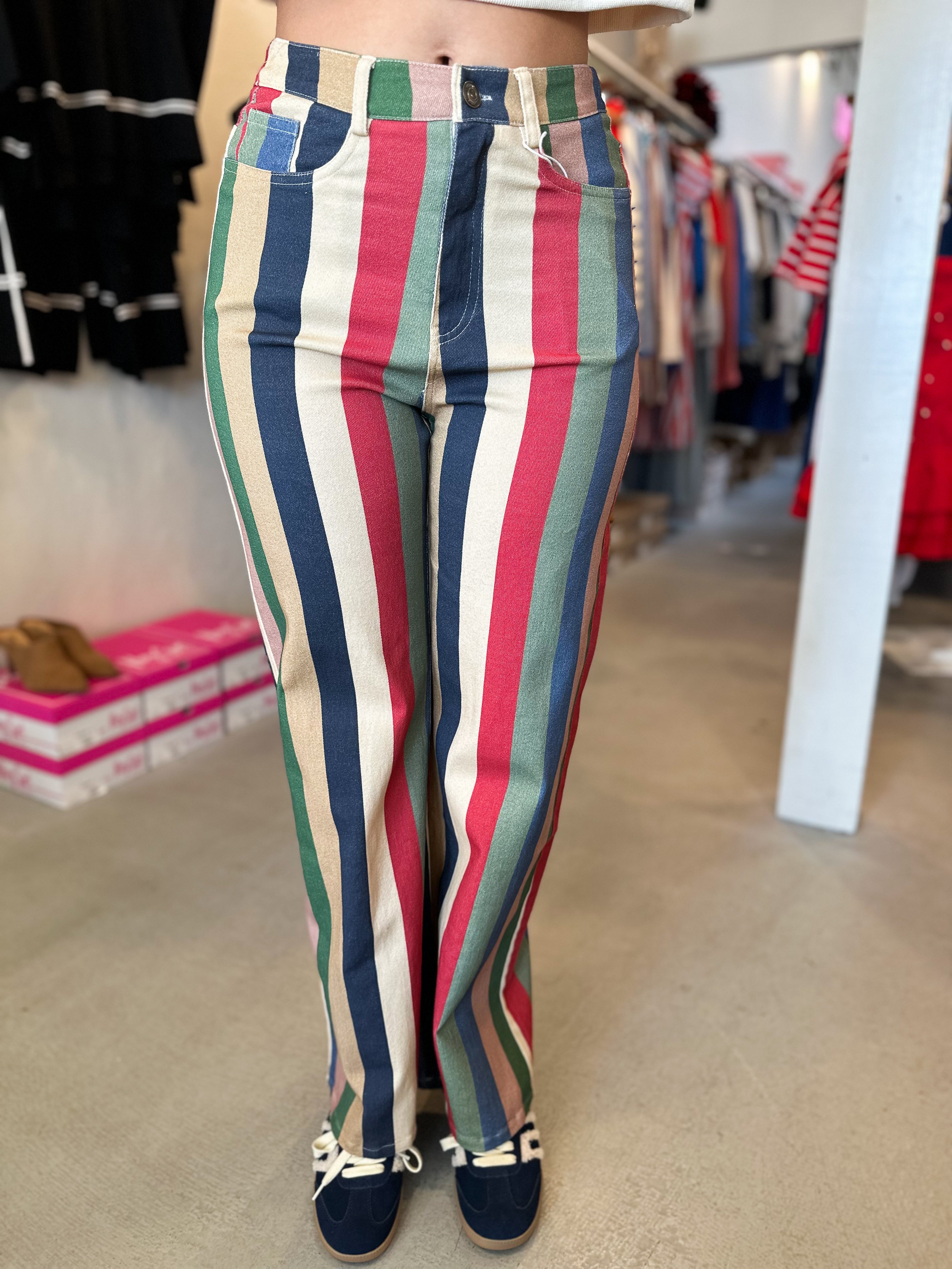 Retro Stripe Wide Leg Pant