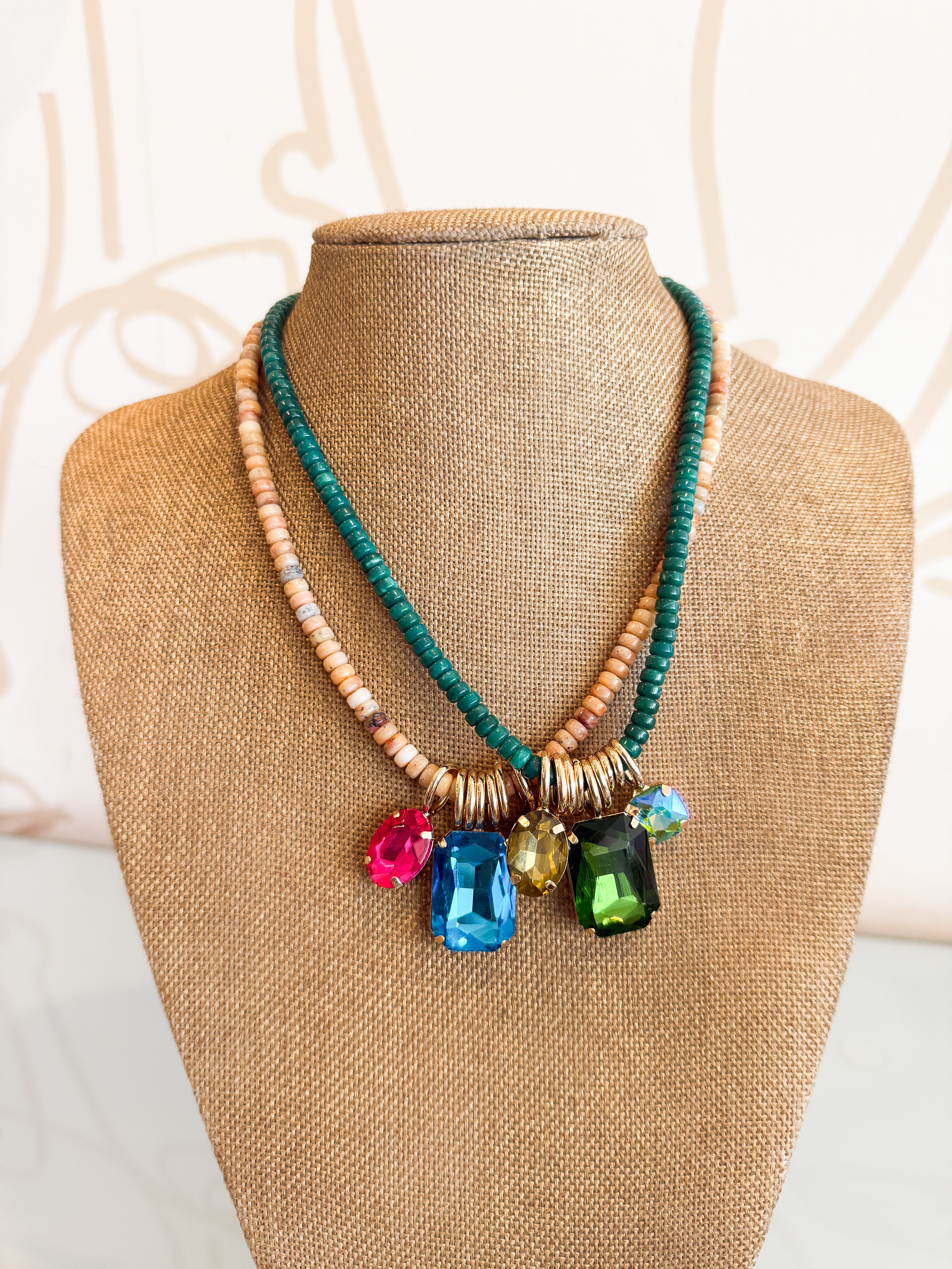 Beaded Rhinestone Pendant Necklace