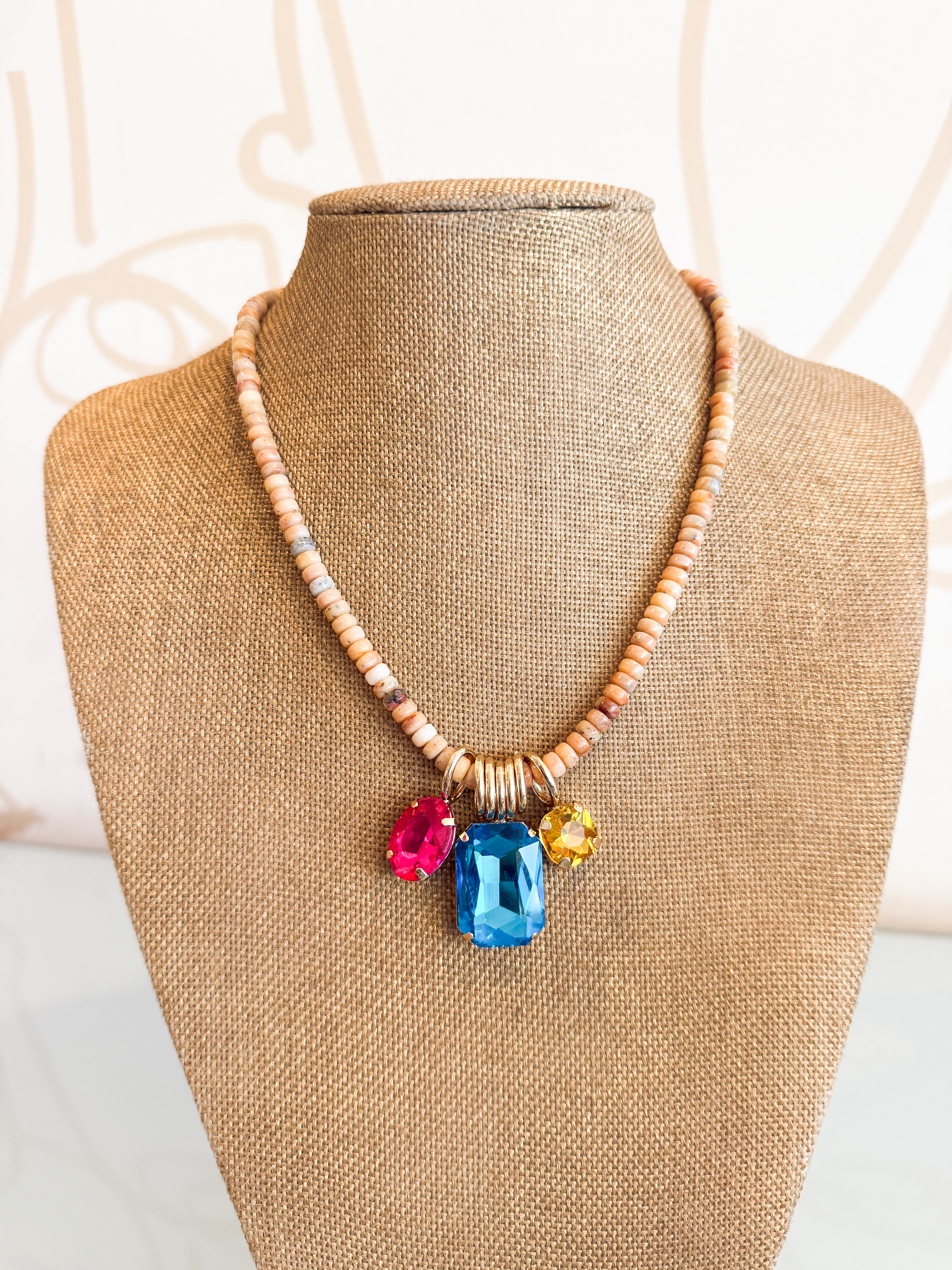 Beaded Rhinestone Pendant Necklace