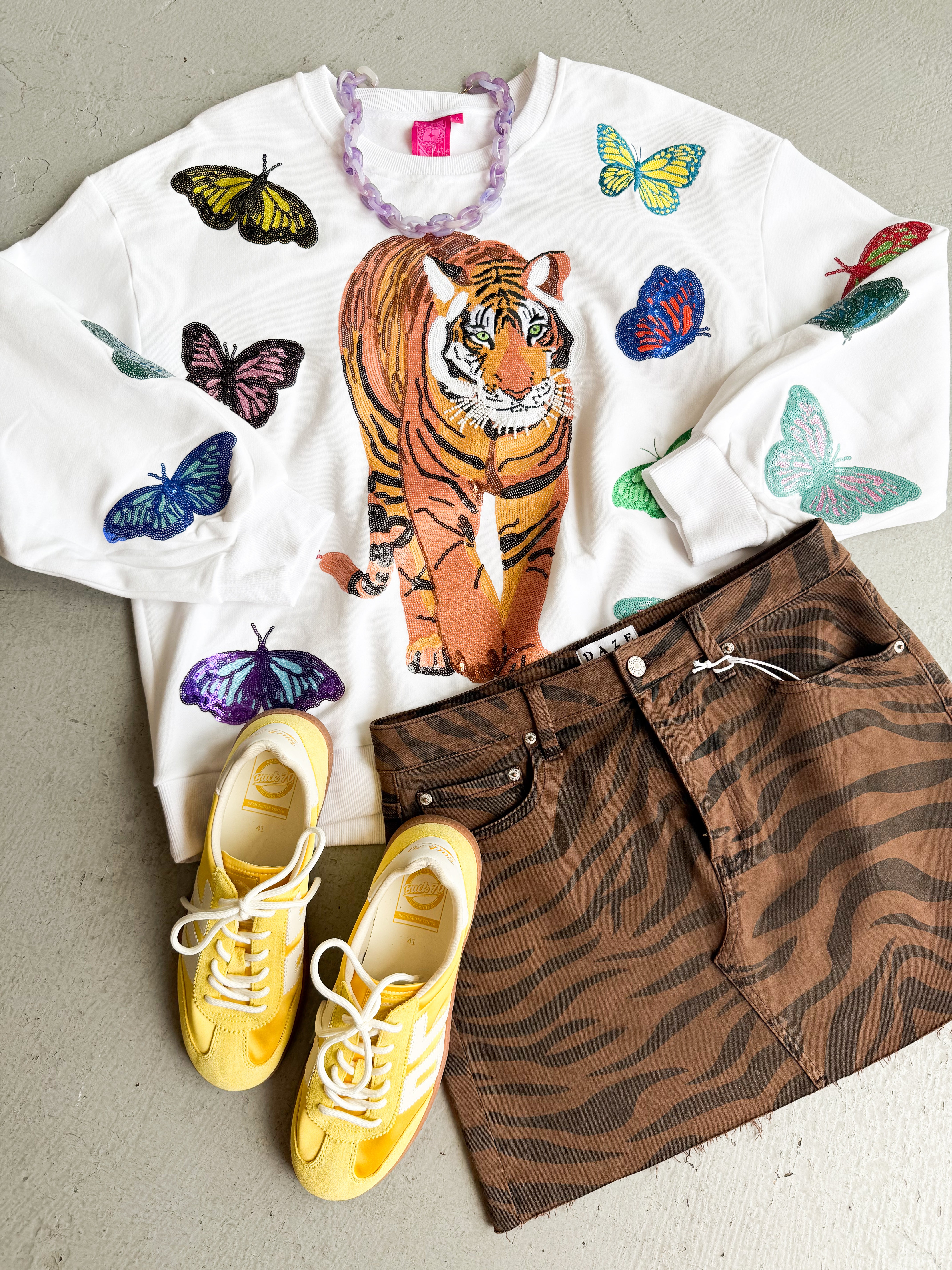 Queen of Sparkles Multi Butterfly Tiger Sweatshirt