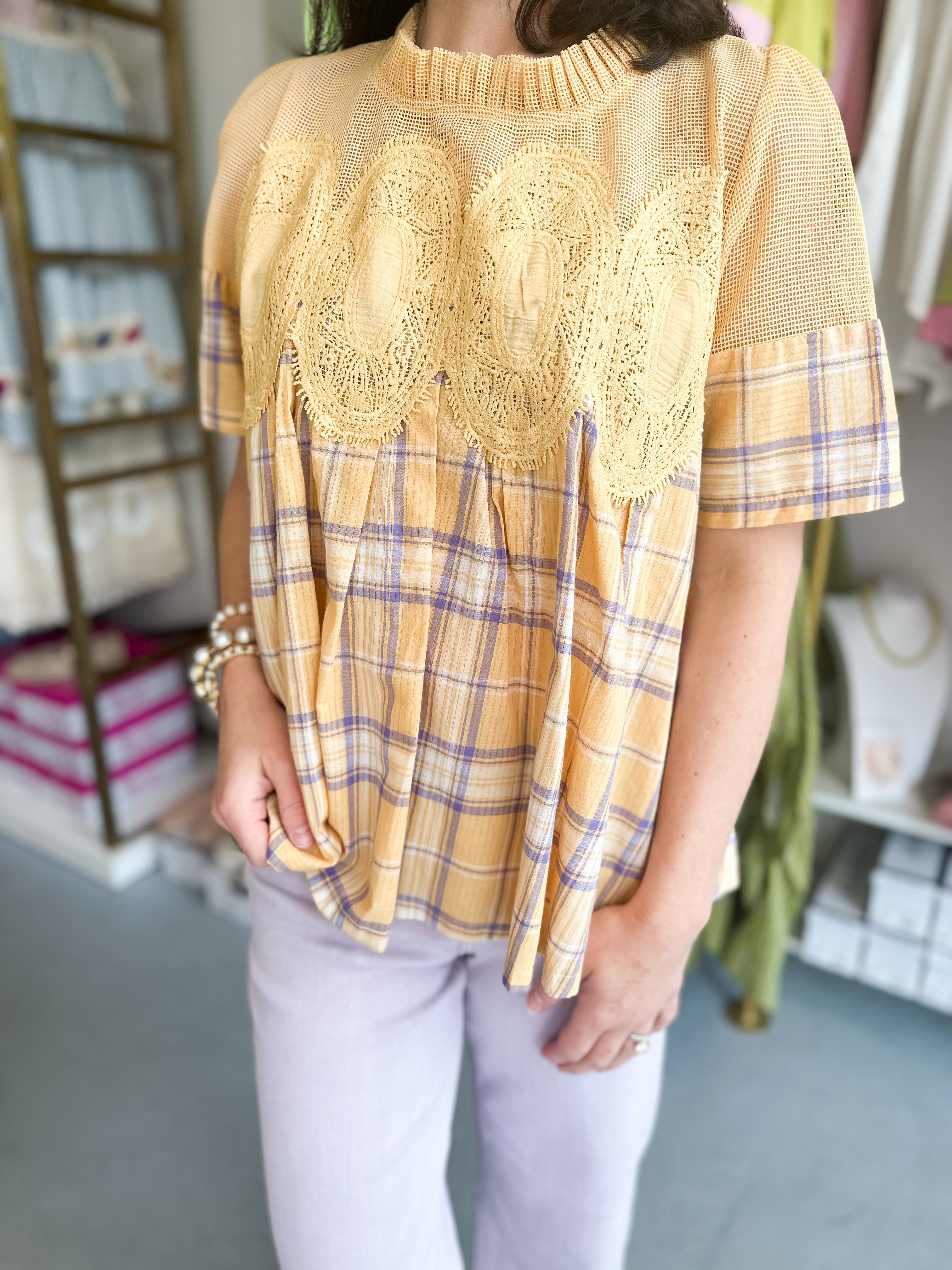 Mixed Media Babydoll Top