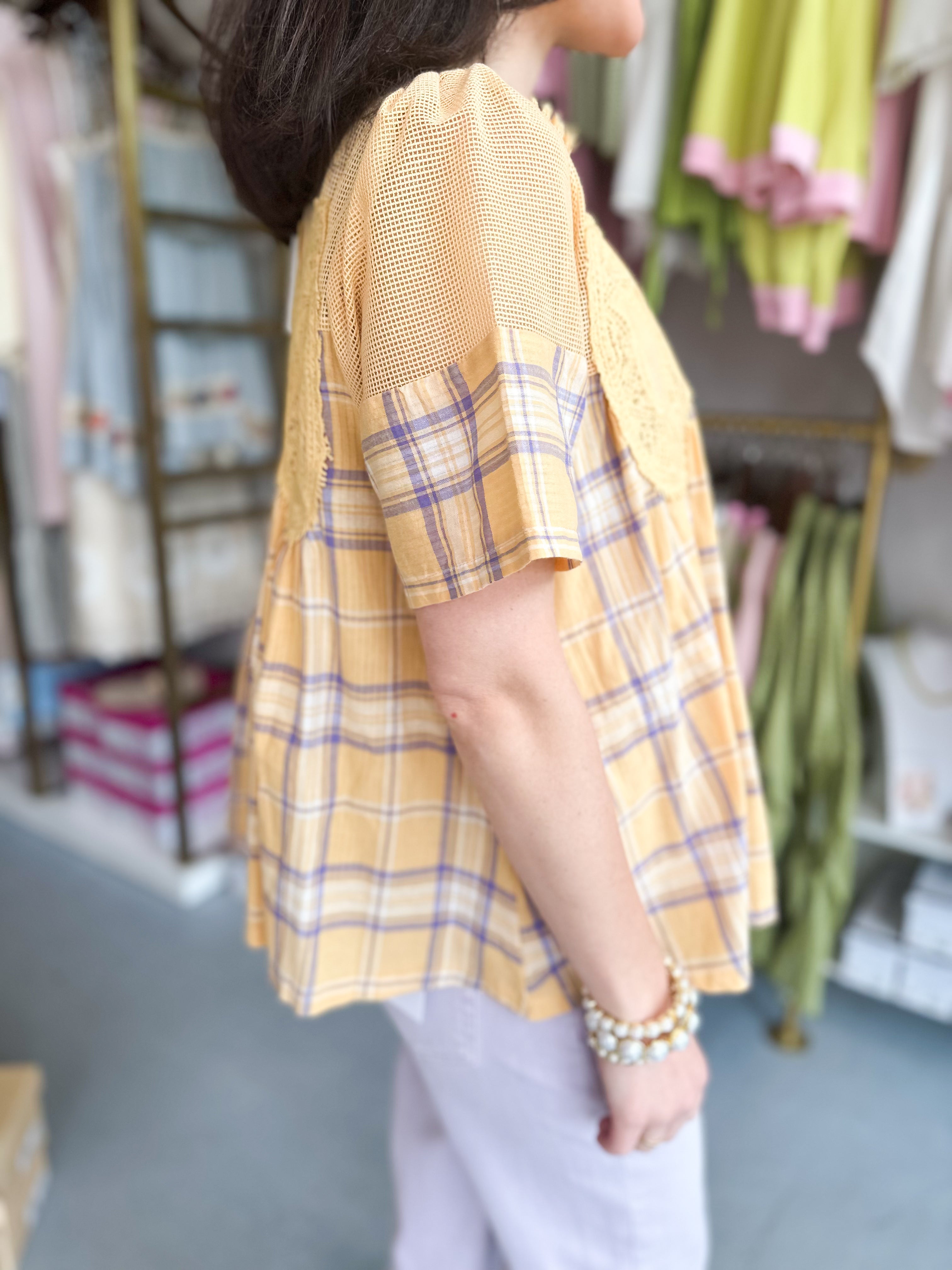 Mixed Media Babydoll Top