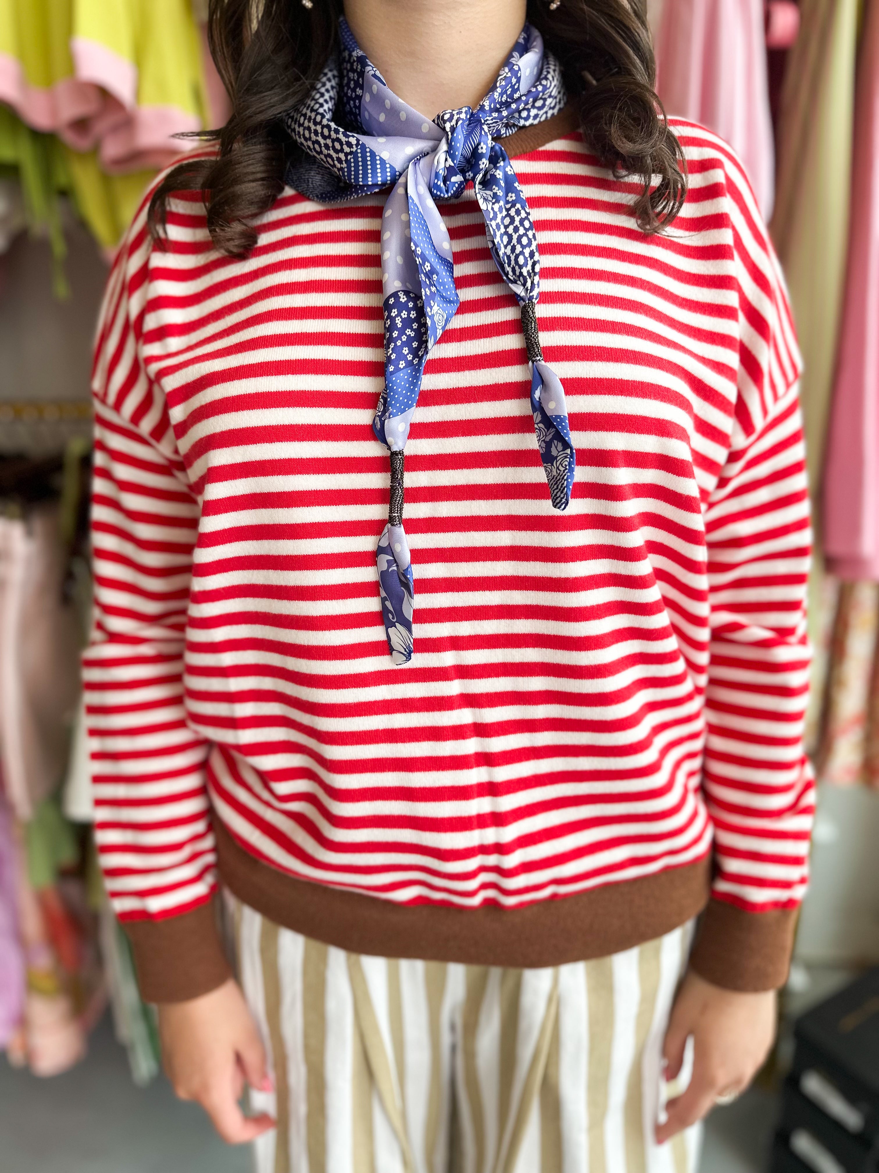 Striped Multi Color Contrast Sweater