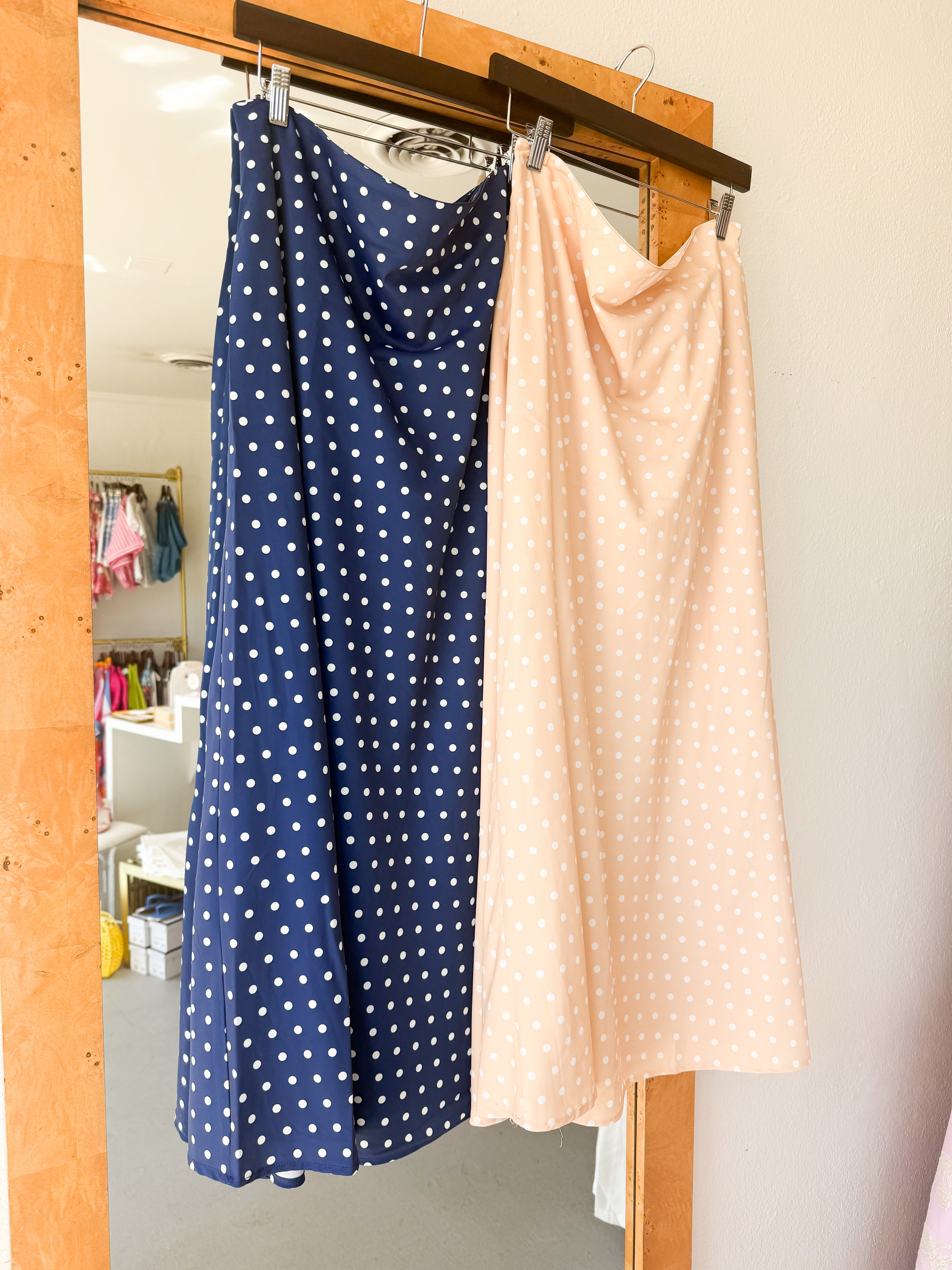 Plus Size Polka Dot Midi Skirt