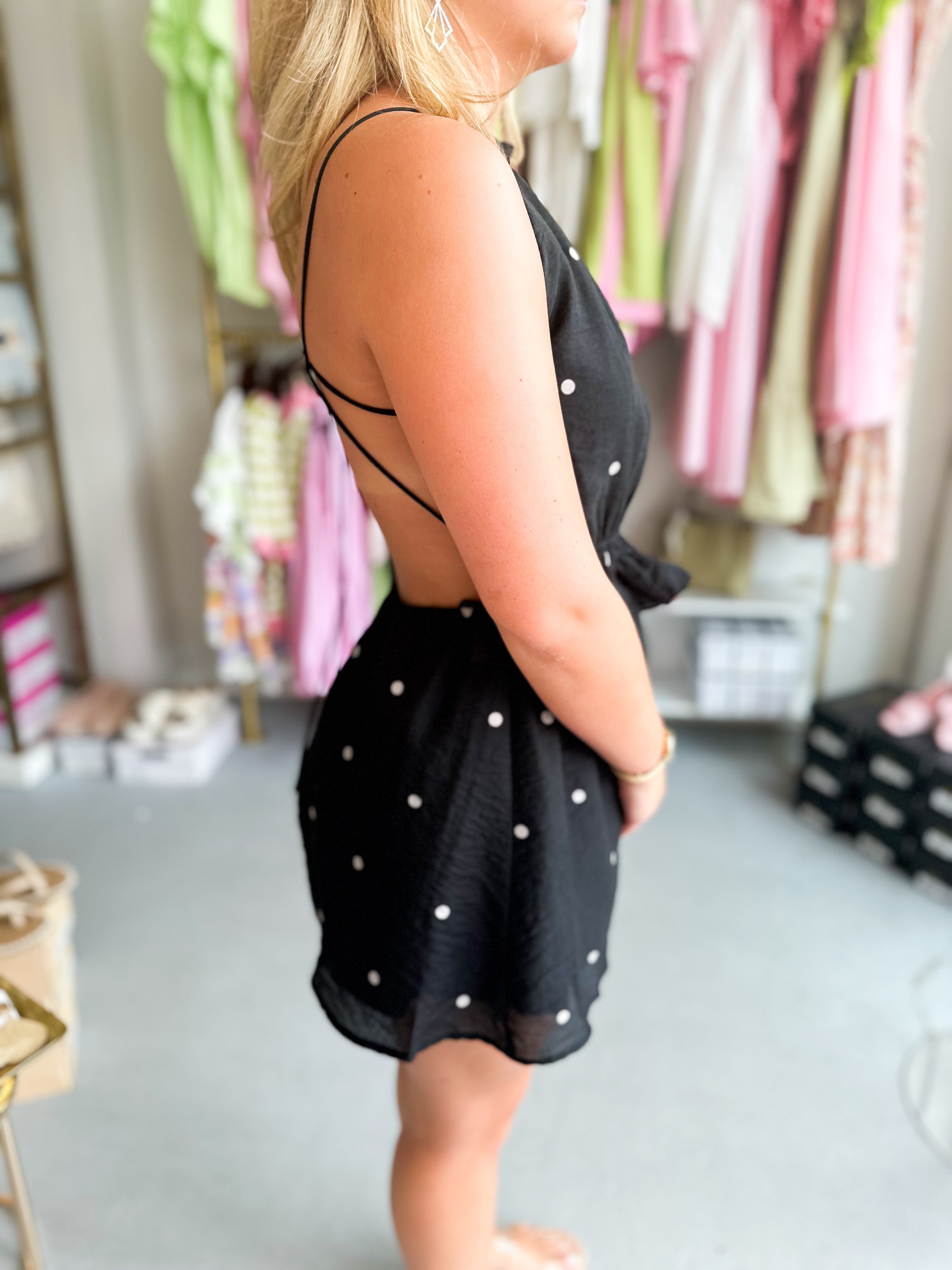 Dot Print Halter Romper
