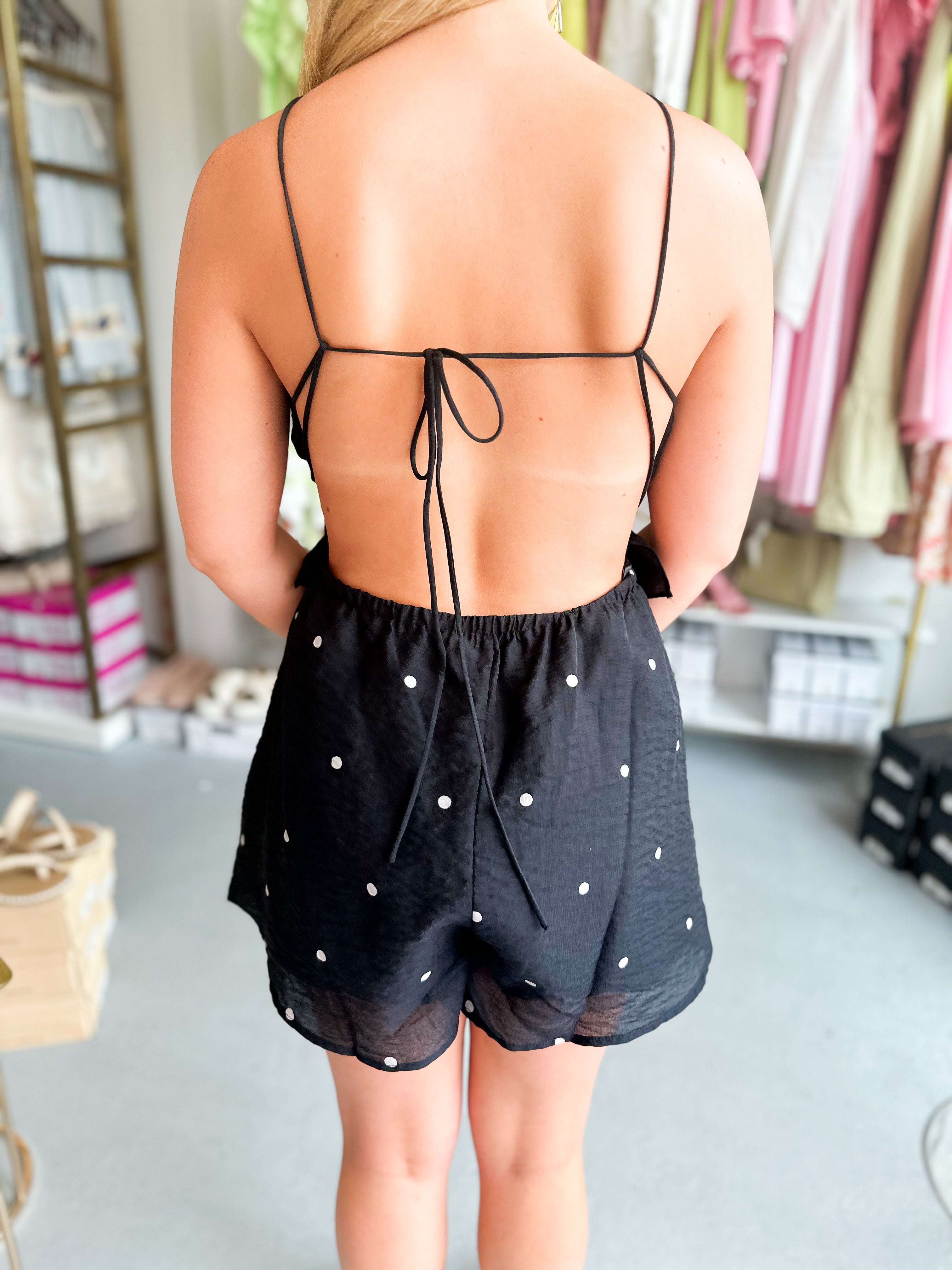 Dot Print Halter Romper