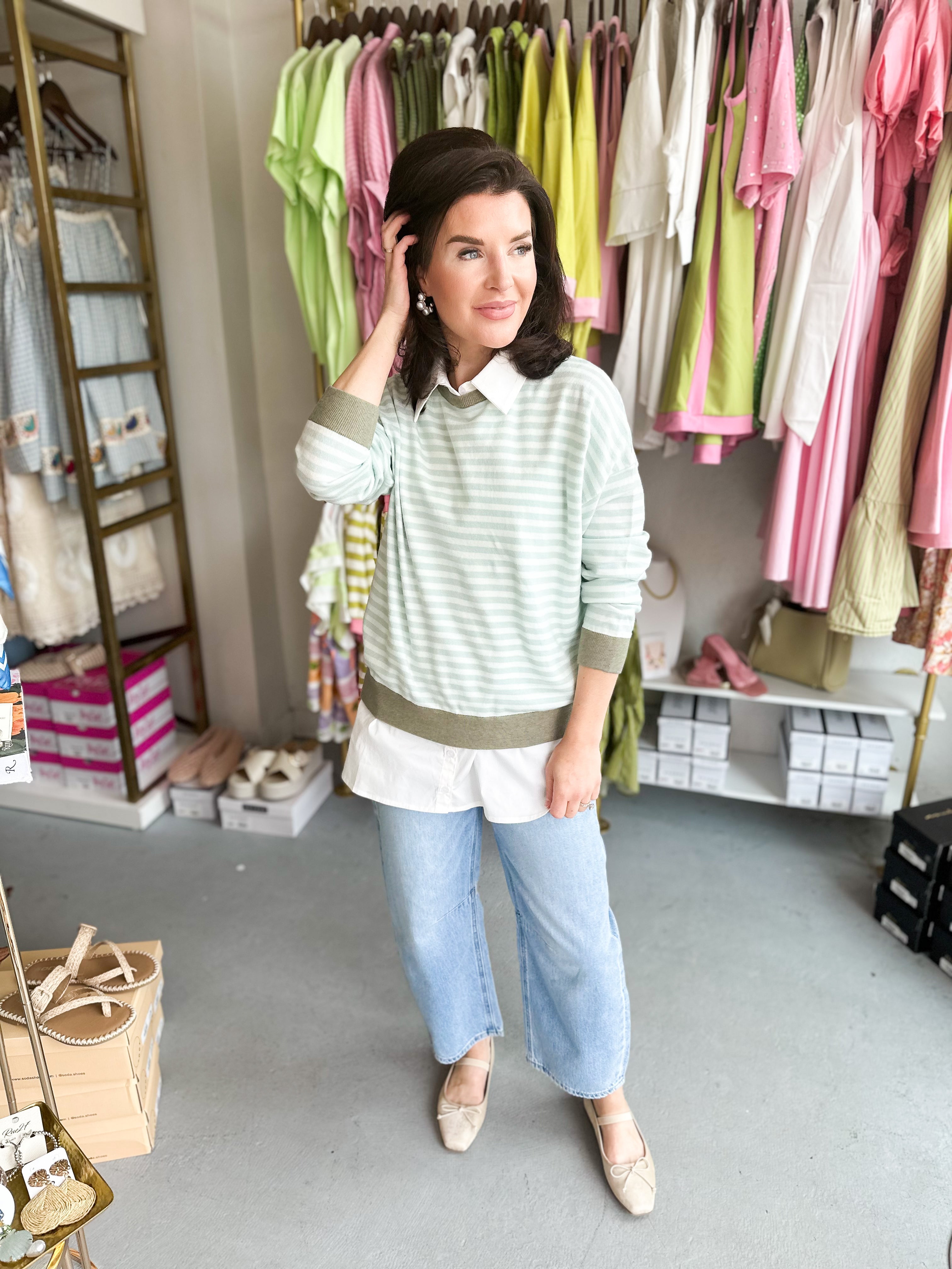 Striped Multi Color Contrast Sweater
